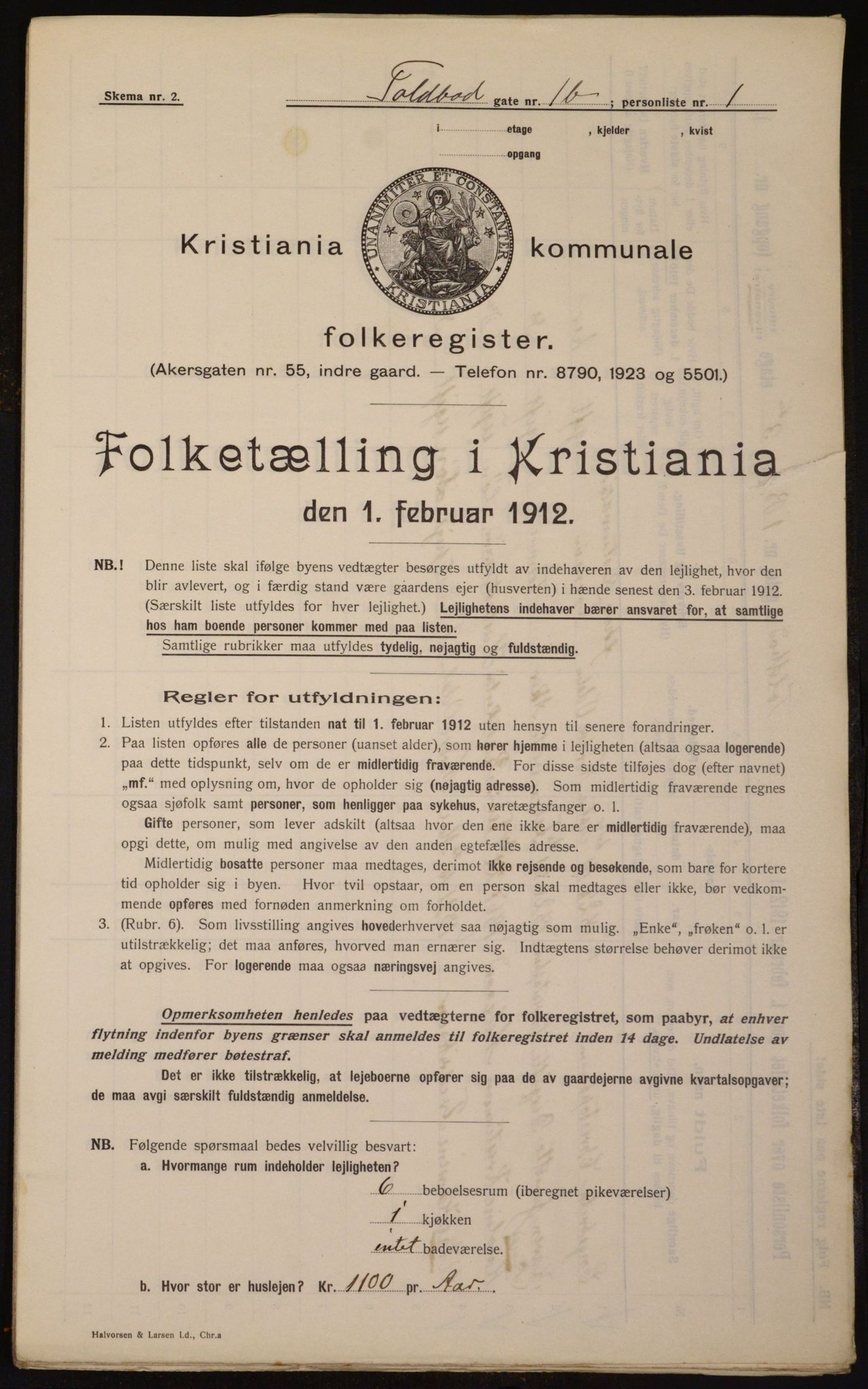 OBA, Municipal Census 1912 for Kristiania, 1912, p. 113087