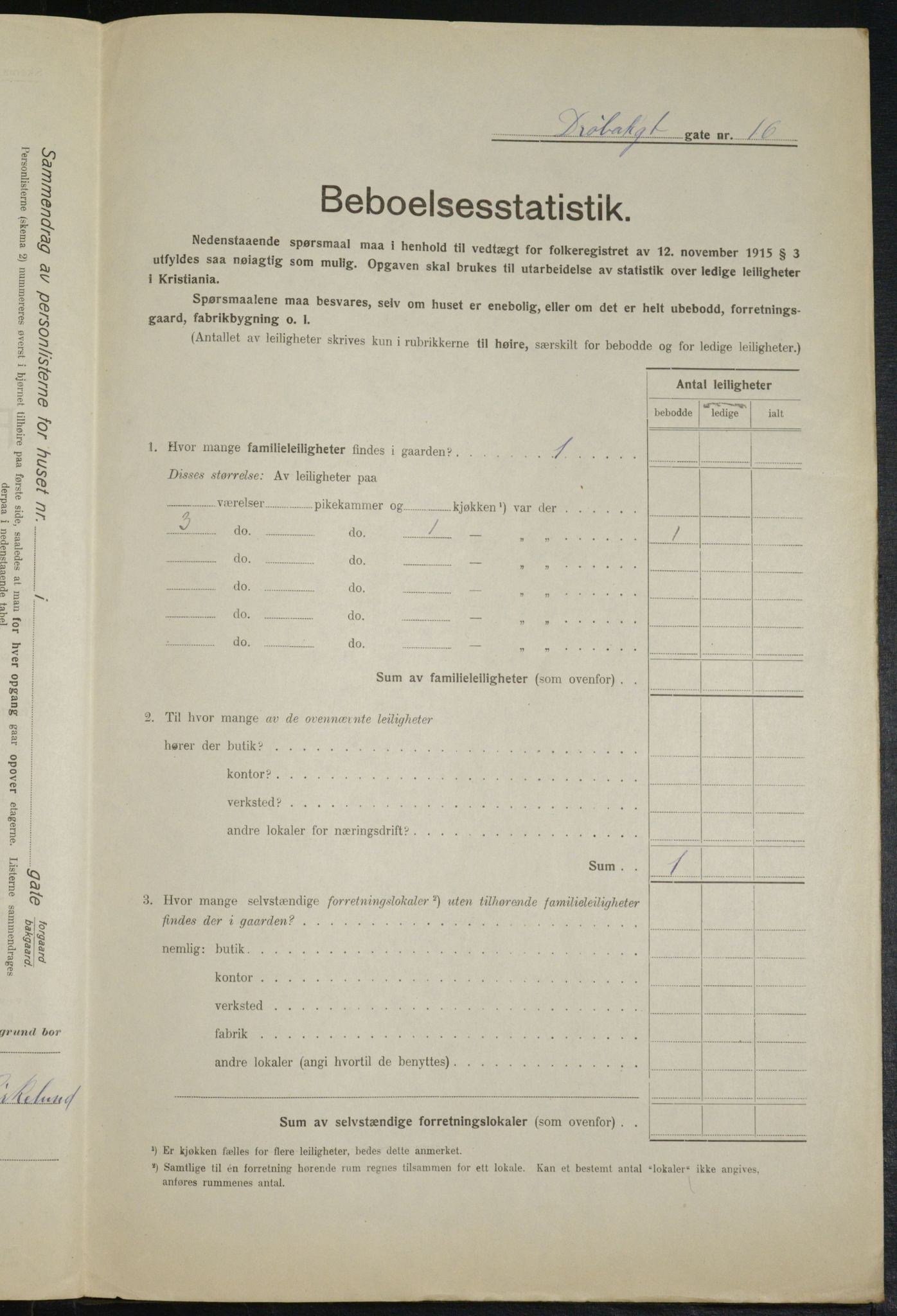 OBA, Municipal Census 1916 for Kristiania, 1916, p. 17511