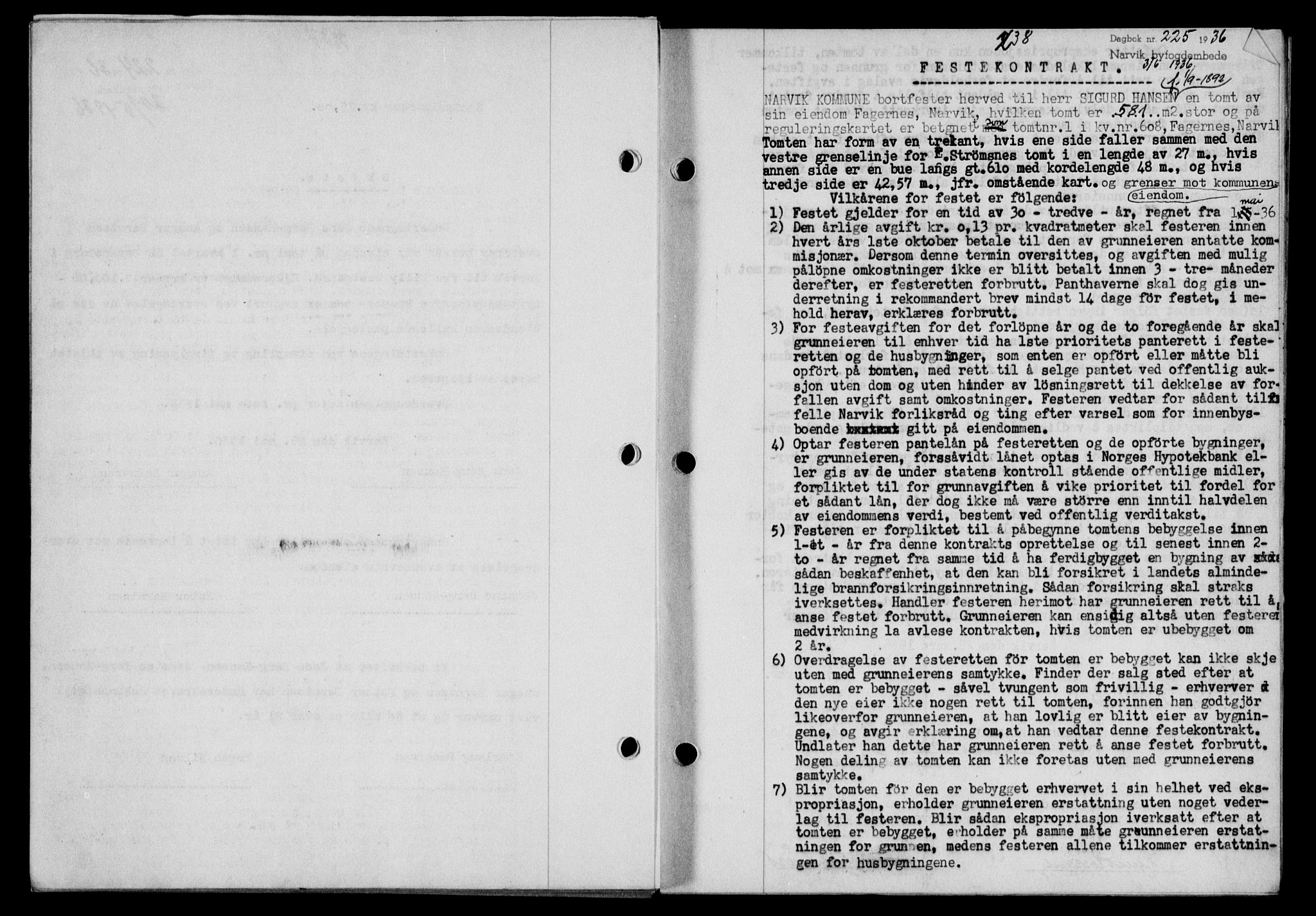 Narvik sorenskriveri, SAT/A-0002/1/2/2C/2Ca/L0011: Mortgage book no. 14, 1935-1937, Deed date: 03.06.1936