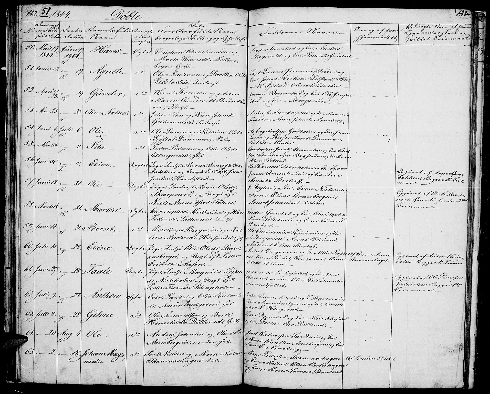 Romedal prestekontor, SAH/PREST-004/L/L0008: Parish register (copy) no. 8, 1837-1844, p. 51