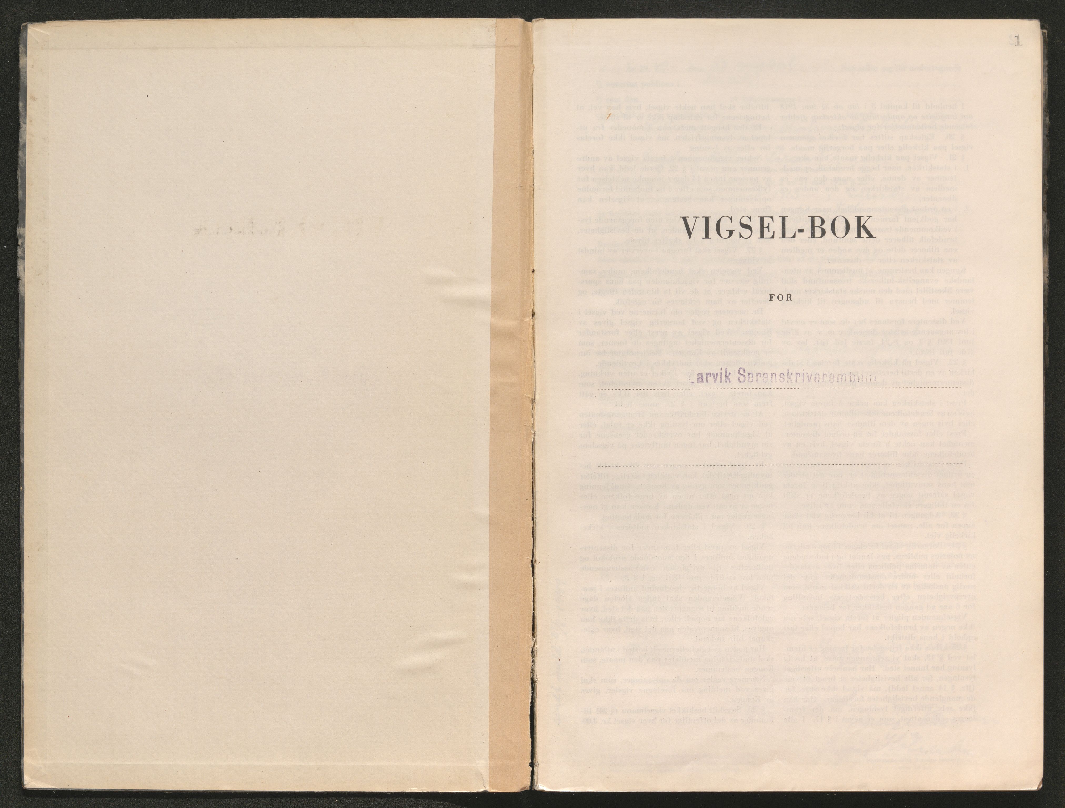 Larvik sorenskriveri, AV/SAKO-A-83/L/Lb/L0006: Vigselsprotokoll, 1949-1955, p. 1