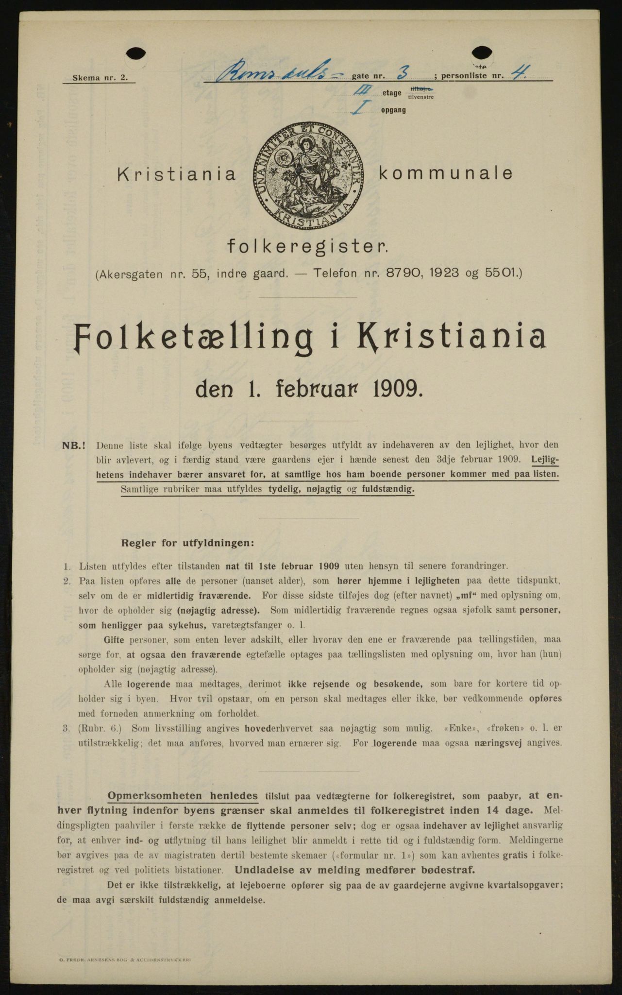 OBA, Municipal Census 1909 for Kristiania, 1909, p. 75432