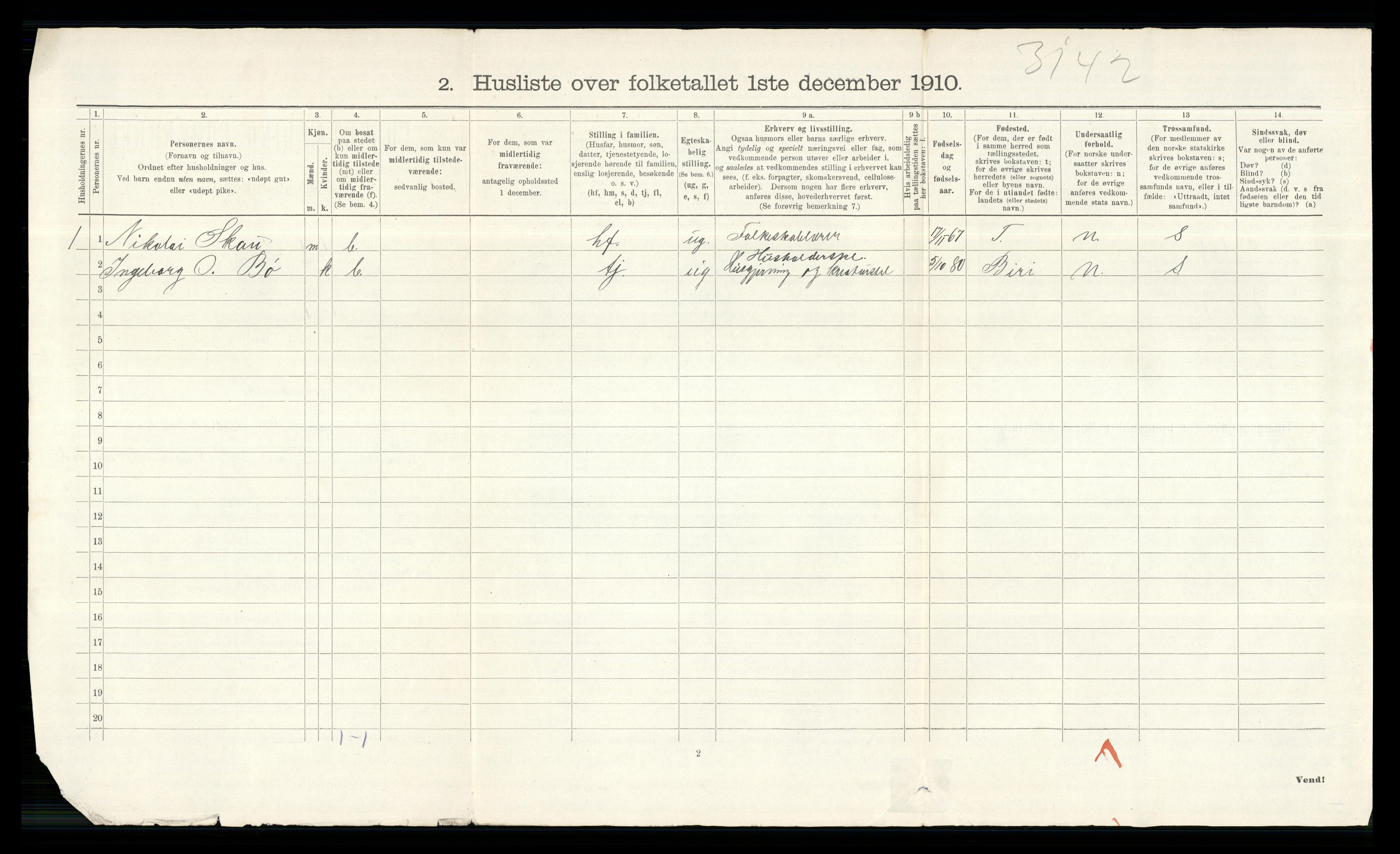 RA, 1910 census for Ringsaker, 1910, p. 768