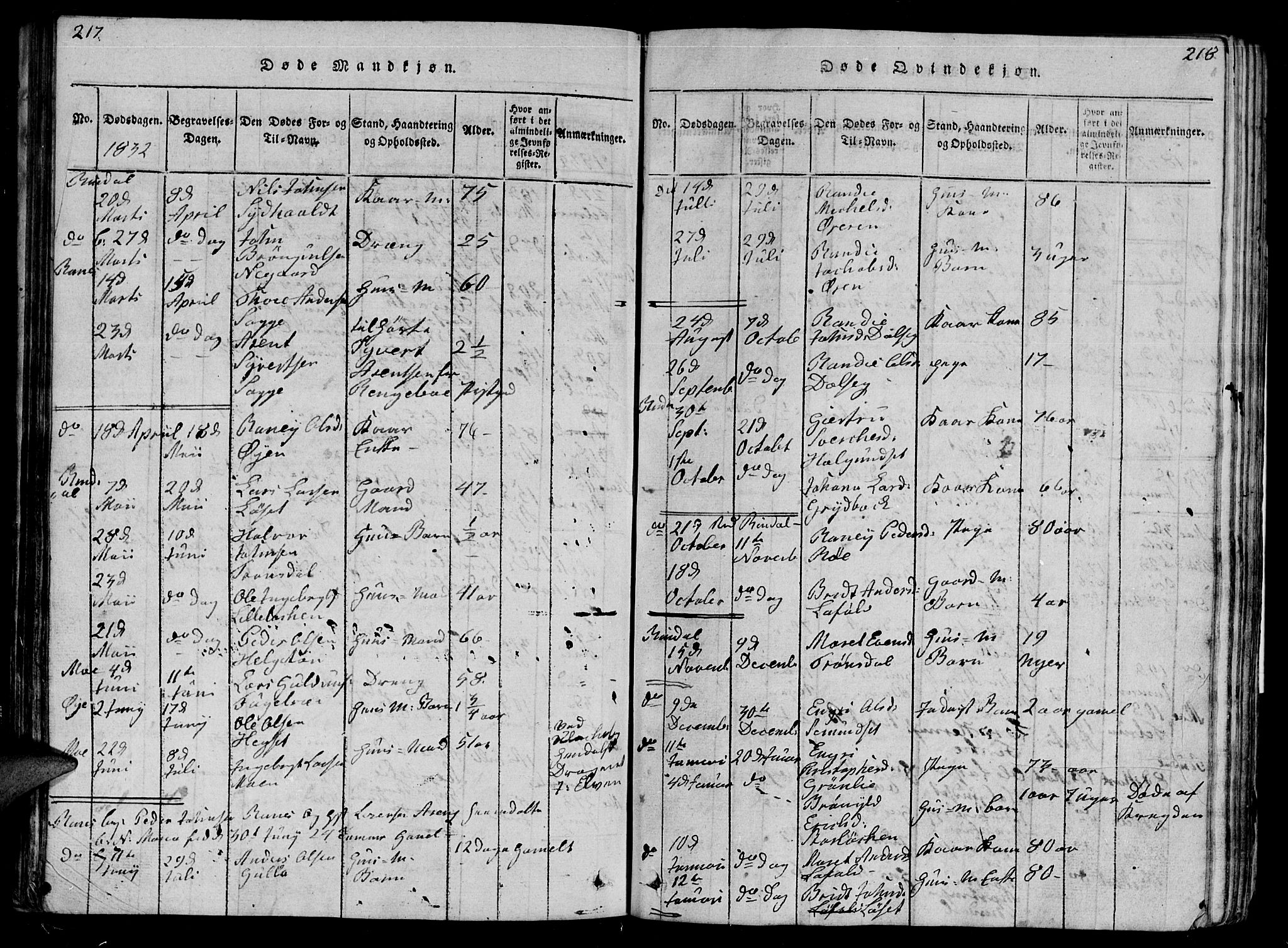 Ministerialprotokoller, klokkerbøker og fødselsregistre - Møre og Romsdal, AV/SAT-A-1454/595/L1050: Parish register (copy) no. 595C02, 1819-1834, p. 217-218