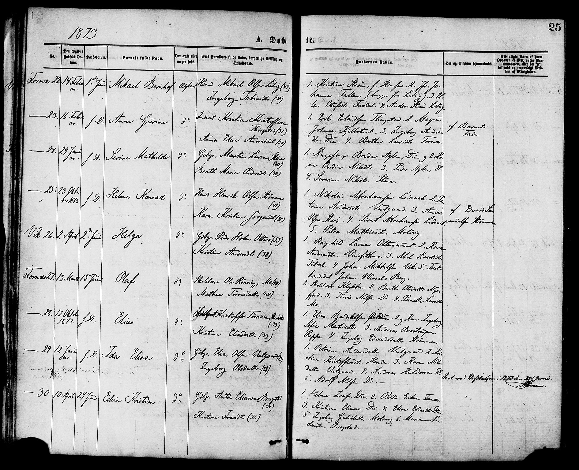 Ministerialprotokoller, klokkerbøker og fødselsregistre - Nord-Trøndelag, AV/SAT-A-1458/773/L0616: Parish register (official) no. 773A07, 1870-1887, p. 25