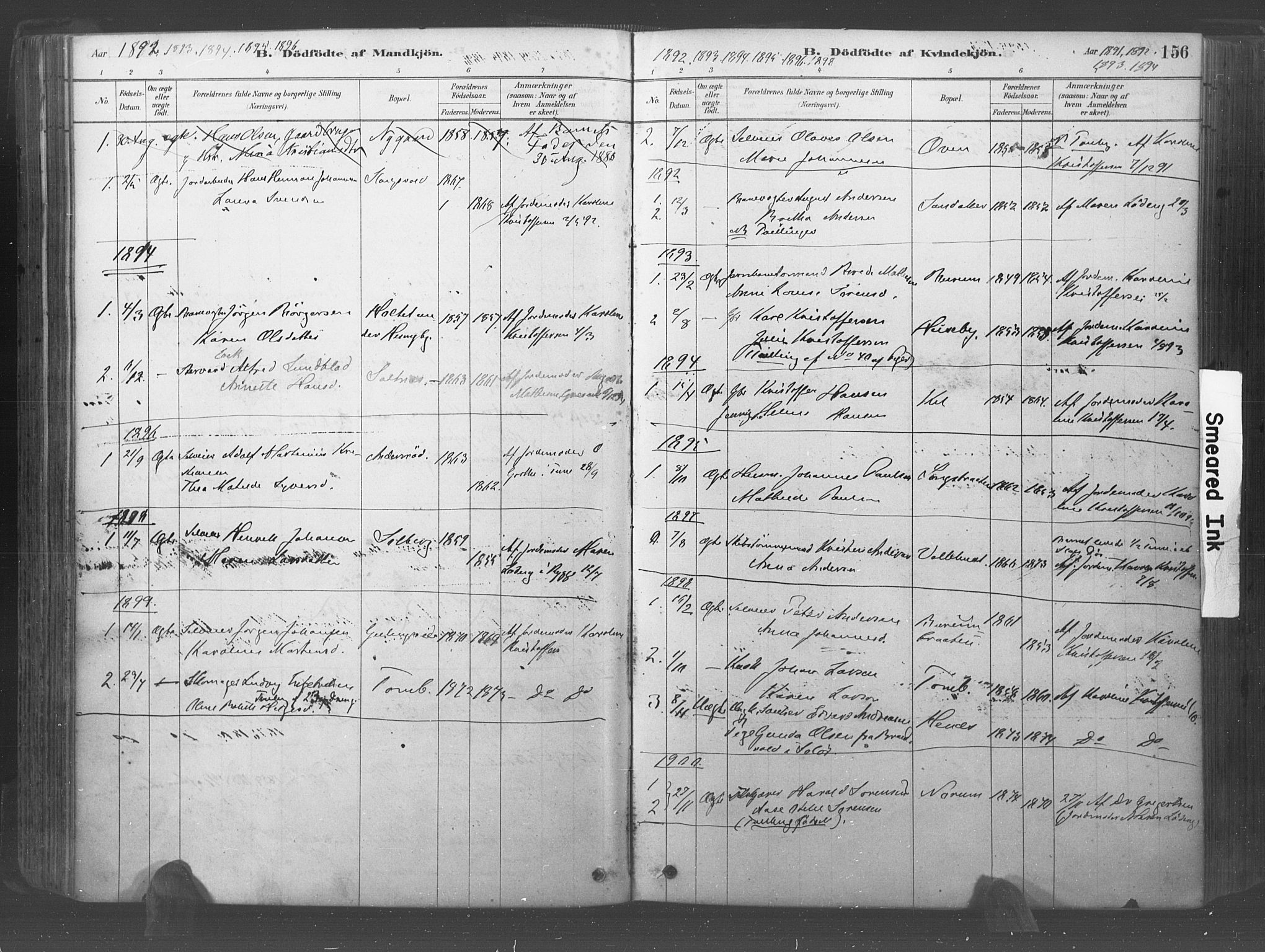 Råde prestekontor kirkebøker, AV/SAO-A-2009/F/Fa/L0007: Parish register (official) no. 7, 1878-1902, p. 156