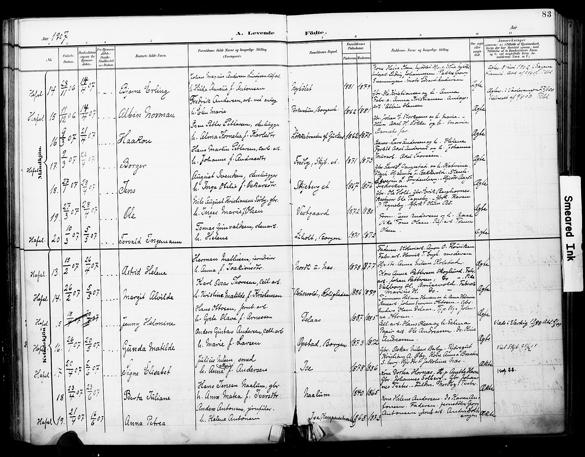 Skjeberg prestekontor Kirkebøker, AV/SAO-A-10923/F/Fa/L0010: Parish register (official) no. I 10, 1898-1911, p. 83