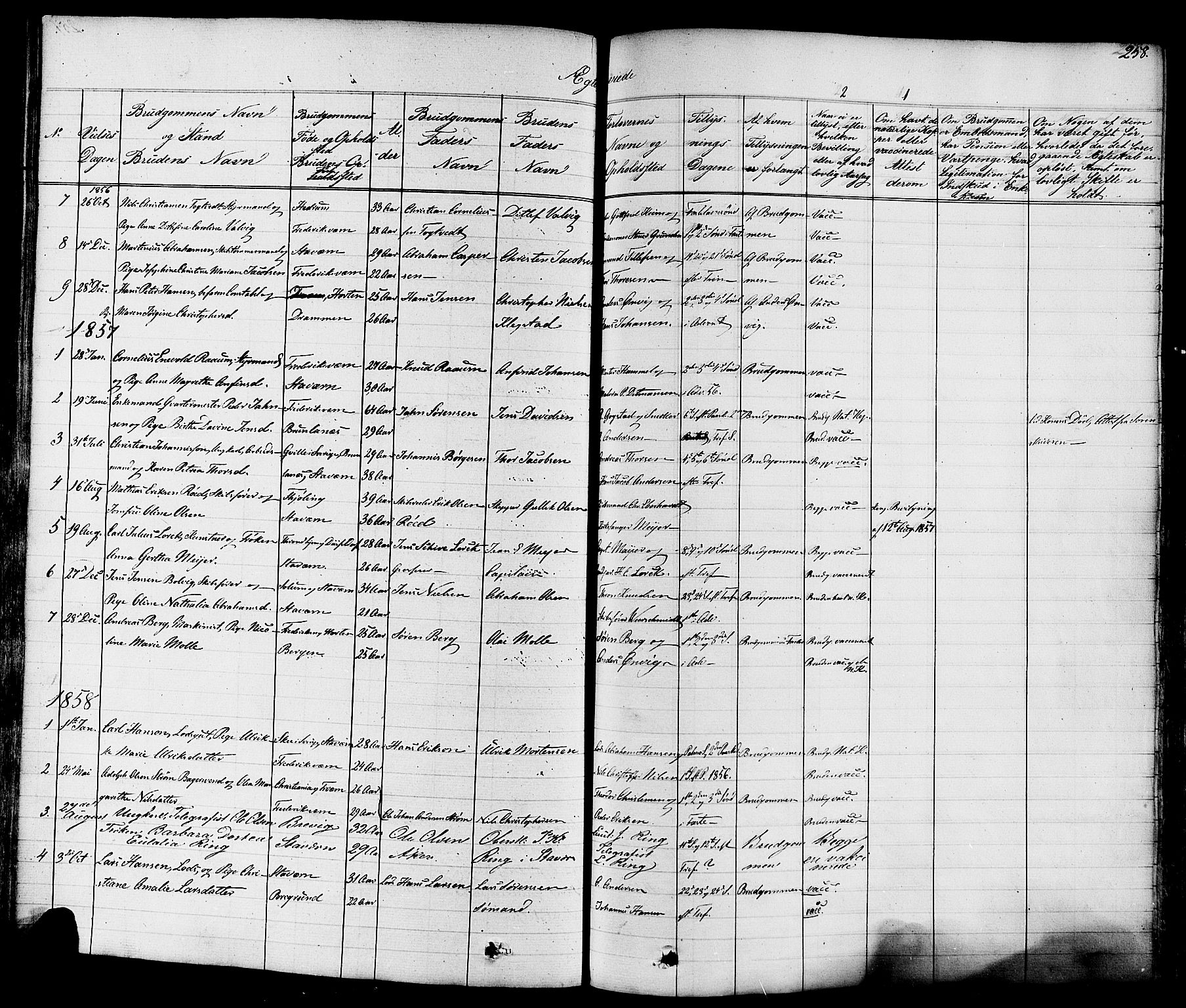 Stavern kirkebøker, AV/SAKO-A-318/F/Fa/L0007: Parish register (official) no. 7, 1840-1877, p. 258