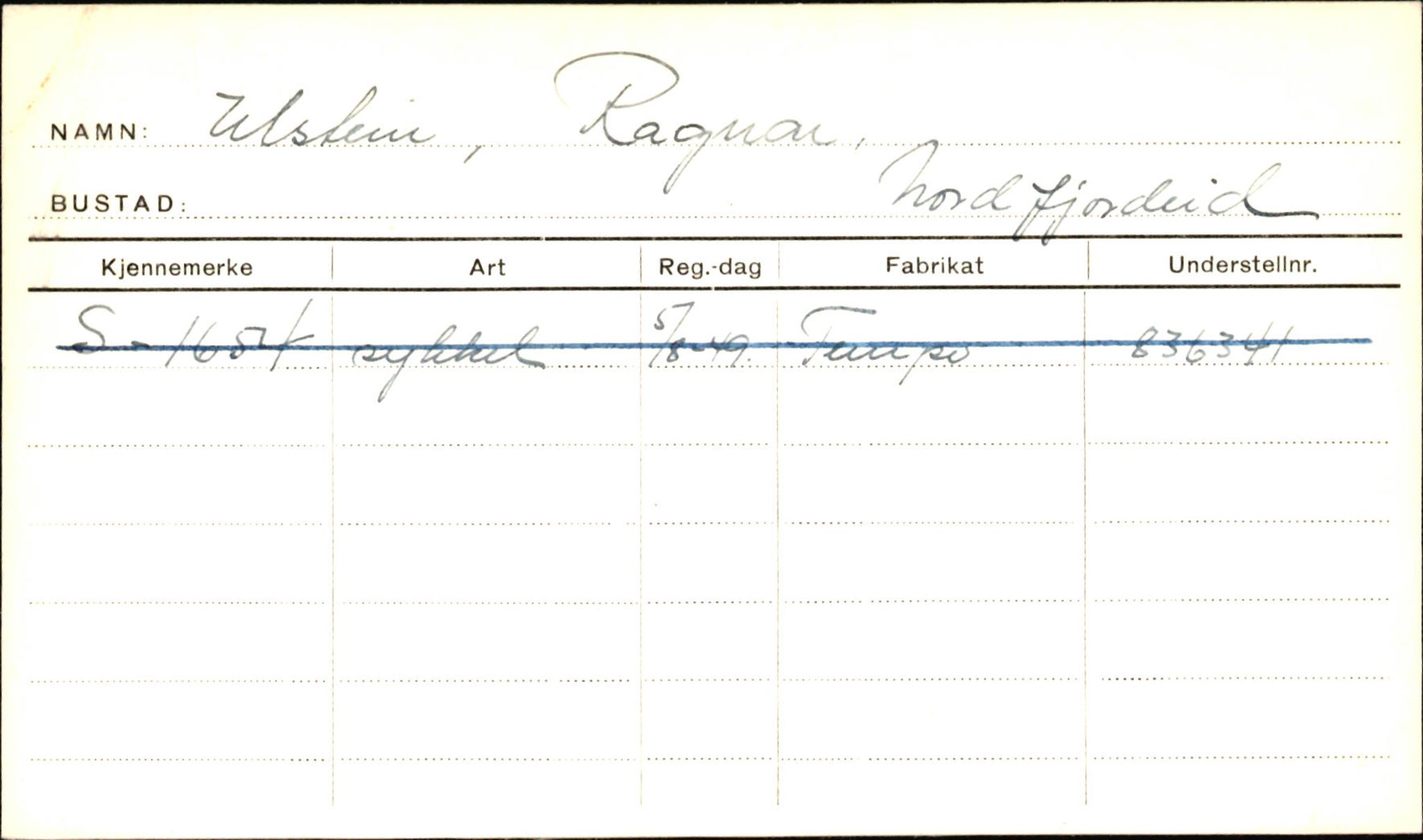 Statens vegvesen, Sogn og Fjordane vegkontor, AV/SAB-A-5301/4/F/L0002: Eigarregister Fjordane til 1.6.1961, 1930-1961, p. 319