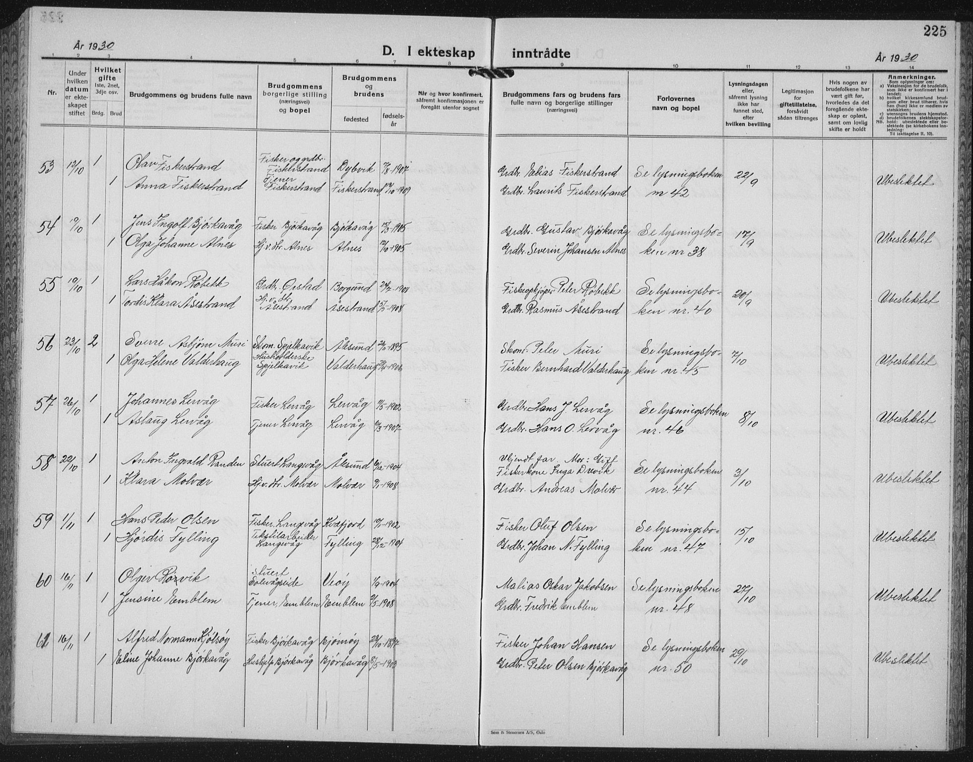 Ministerialprotokoller, klokkerbøker og fødselsregistre - Møre og Romsdal, AV/SAT-A-1454/528/L0436: Parish register (copy) no. 528C17, 1927-1939, p. 225