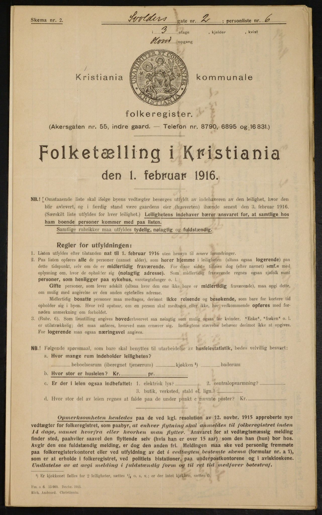 OBA, Municipal Census 1916 for Kristiania, 1916, p. 109201