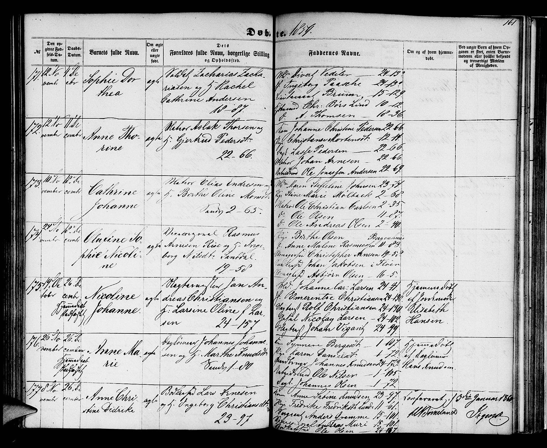 Korskirken sokneprestembete, AV/SAB-A-76101/H/Hab: Parish register (copy) no. B 4, 1858-1863, p. 161