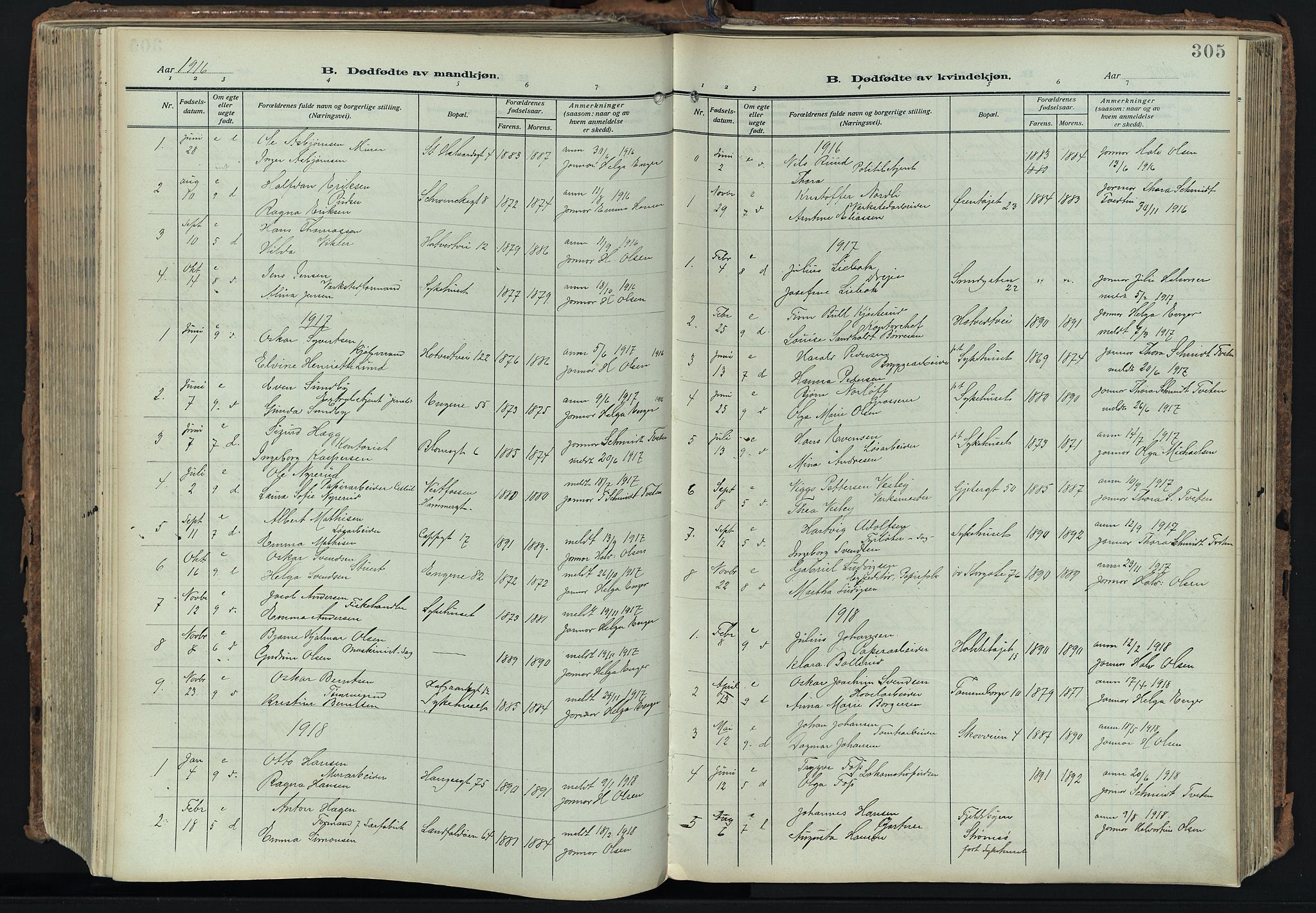 Bragernes kirkebøker, SAKO/A-6/F/Fb/L0010: Parish register (official) no. II 10, 1911-1922, p. 305