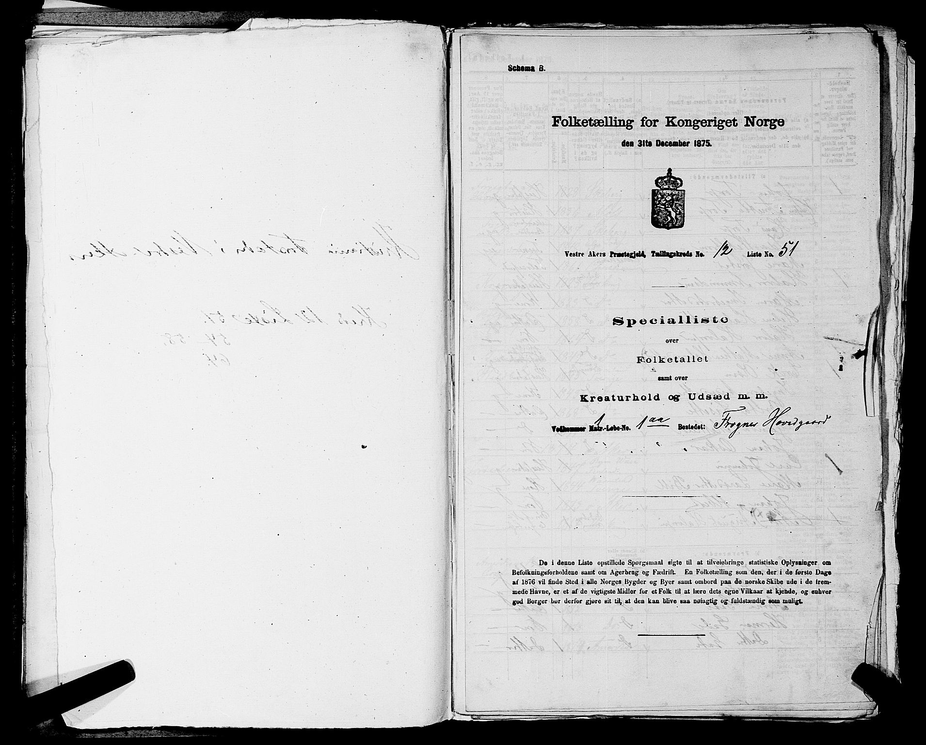 RA, 1875 census for 0218aP Vestre Aker, 1875, p. 2039