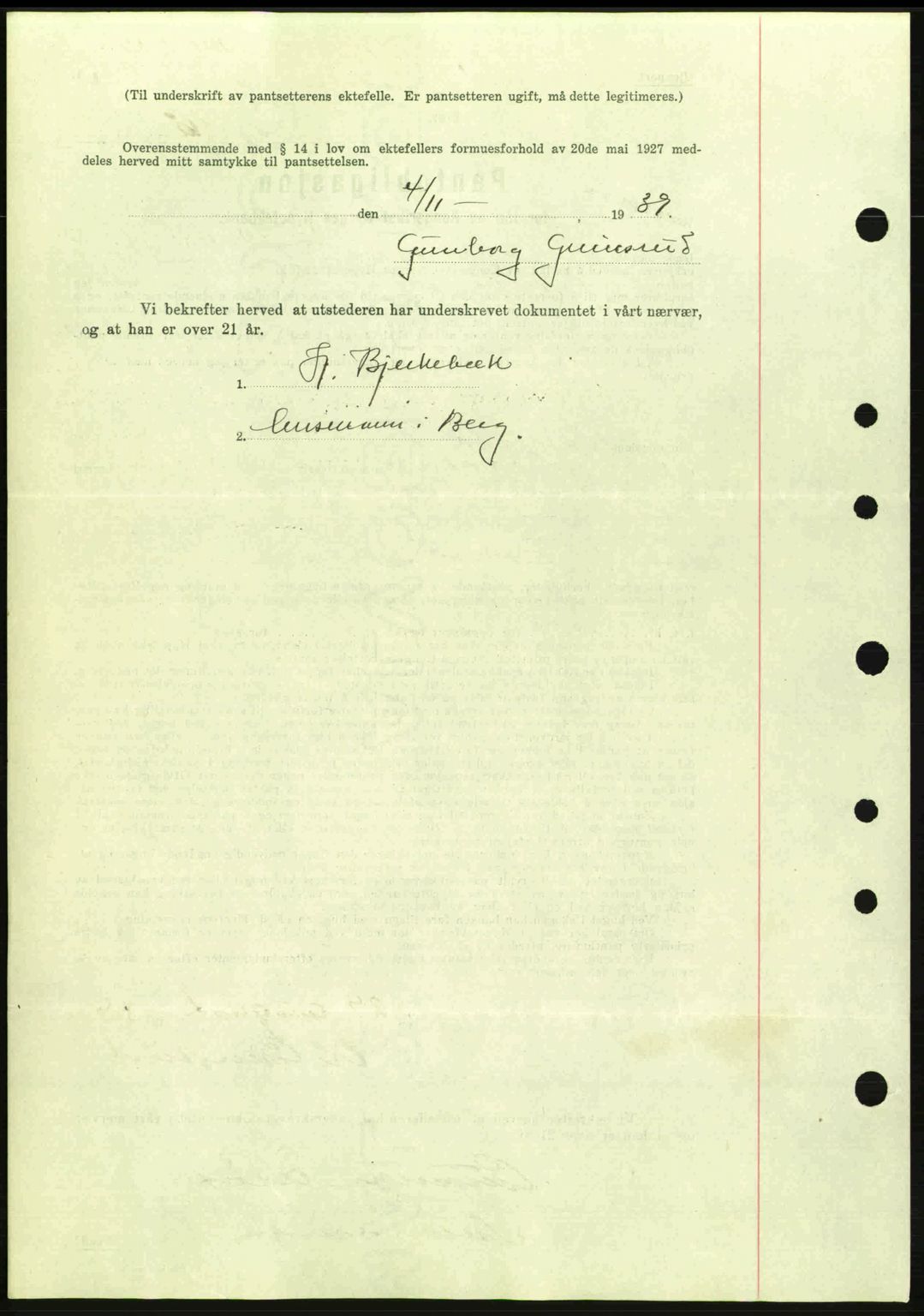 Idd og Marker sorenskriveri, AV/SAO-A-10283/G/Gb/Gbc/L0002: Mortgage book no. B4-9a, 1939-1945, Diary no: : 1019/1939