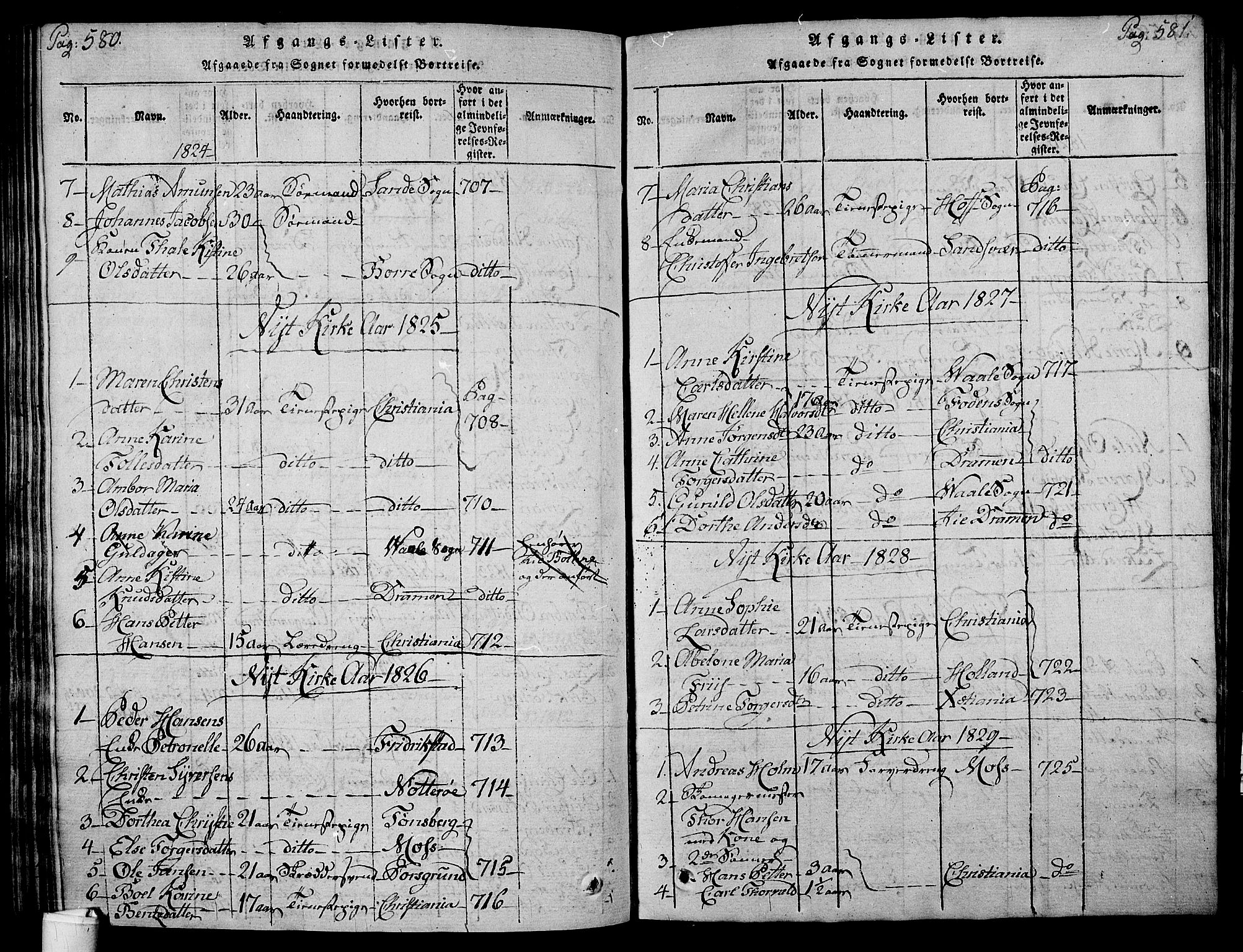 Holmestrand kirkebøker, SAKO/A-346/F/Fa/L0001: Parish register (official) no. 1, 1814-1840, p. 580-581