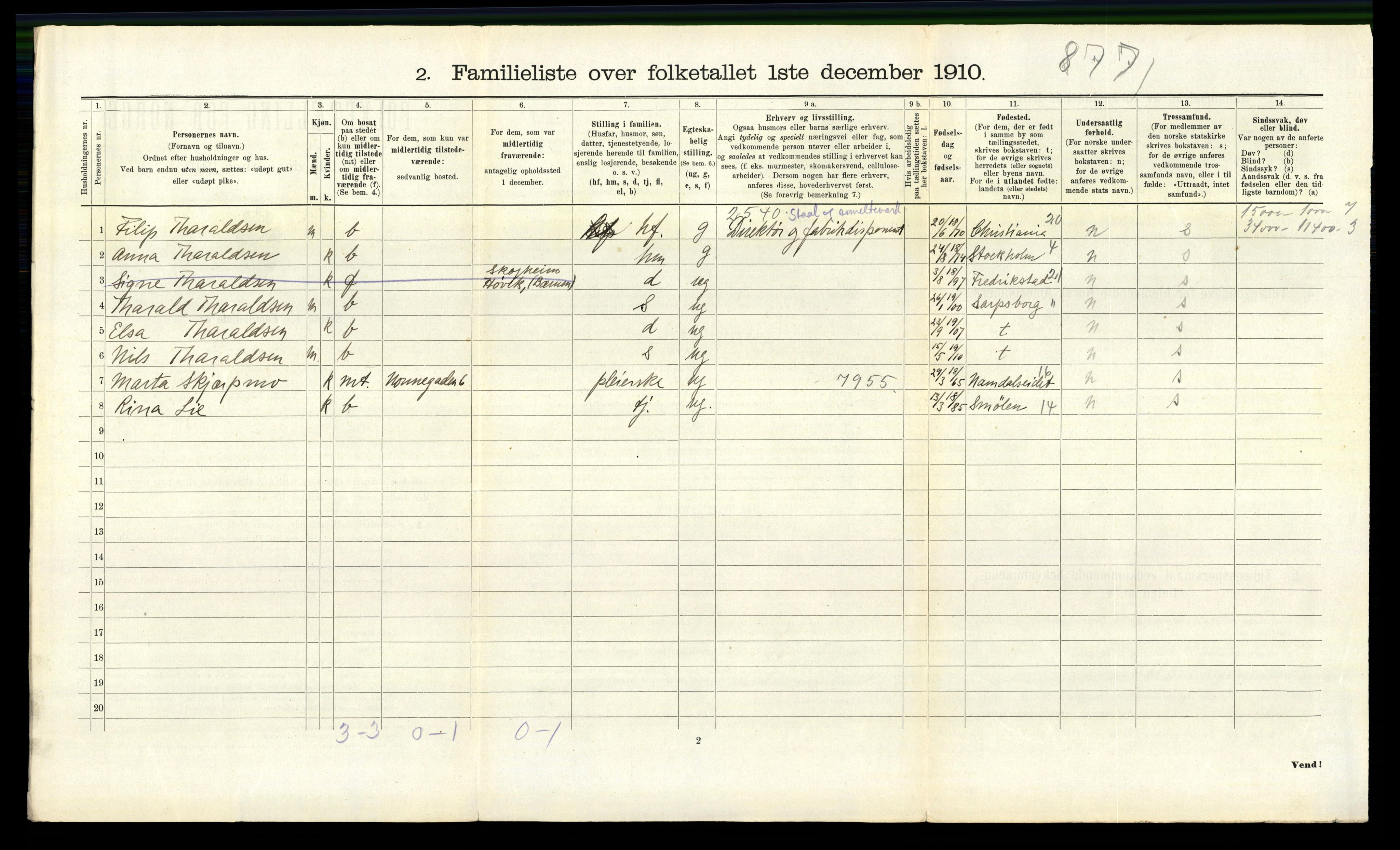 RA, 1910 census for Trondheim, 1910, p. 10464