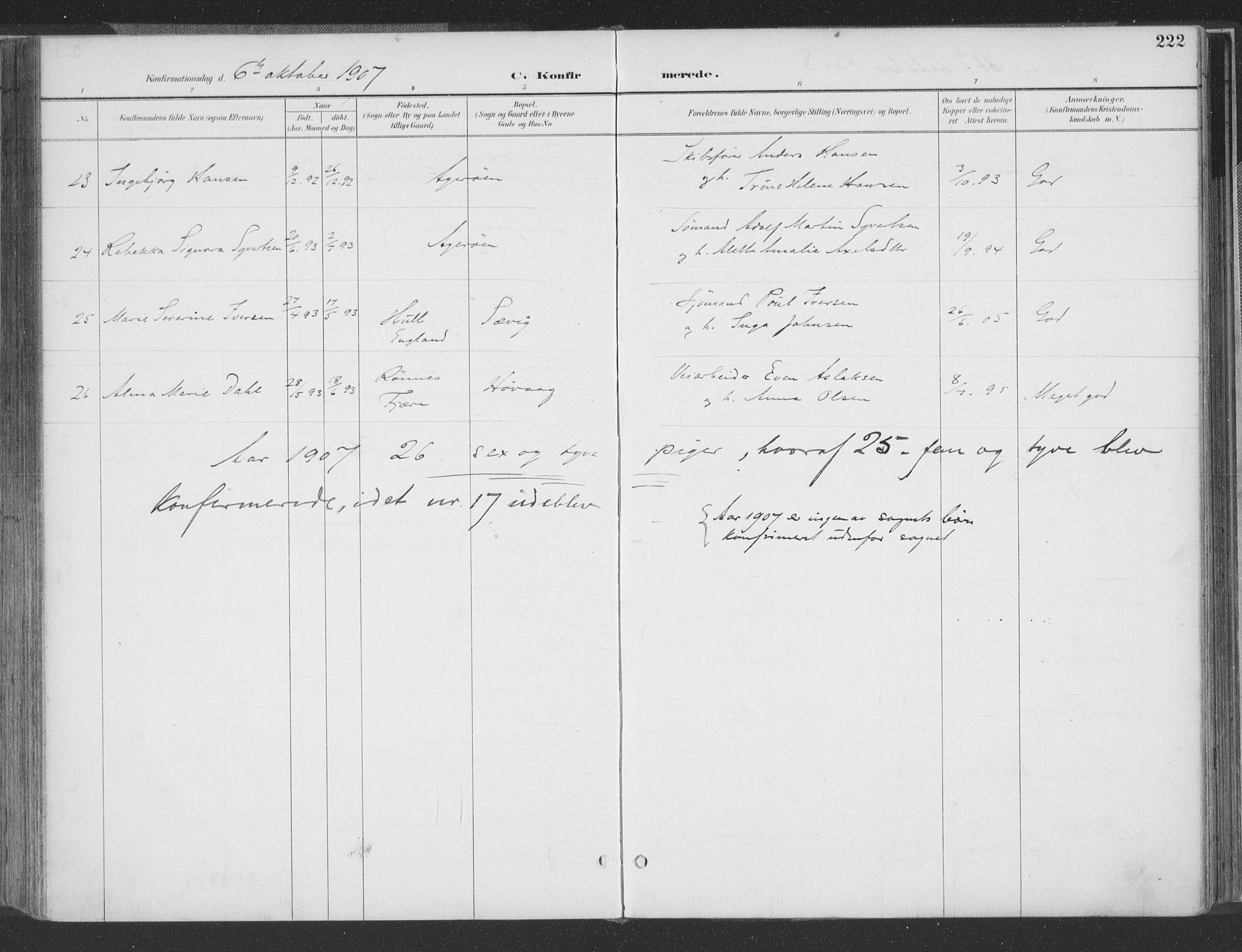 Høvåg sokneprestkontor, AV/SAK-1111-0025/F/Fa/L0006: Parish register (official) no. A 6, 1894-1923, p. 222