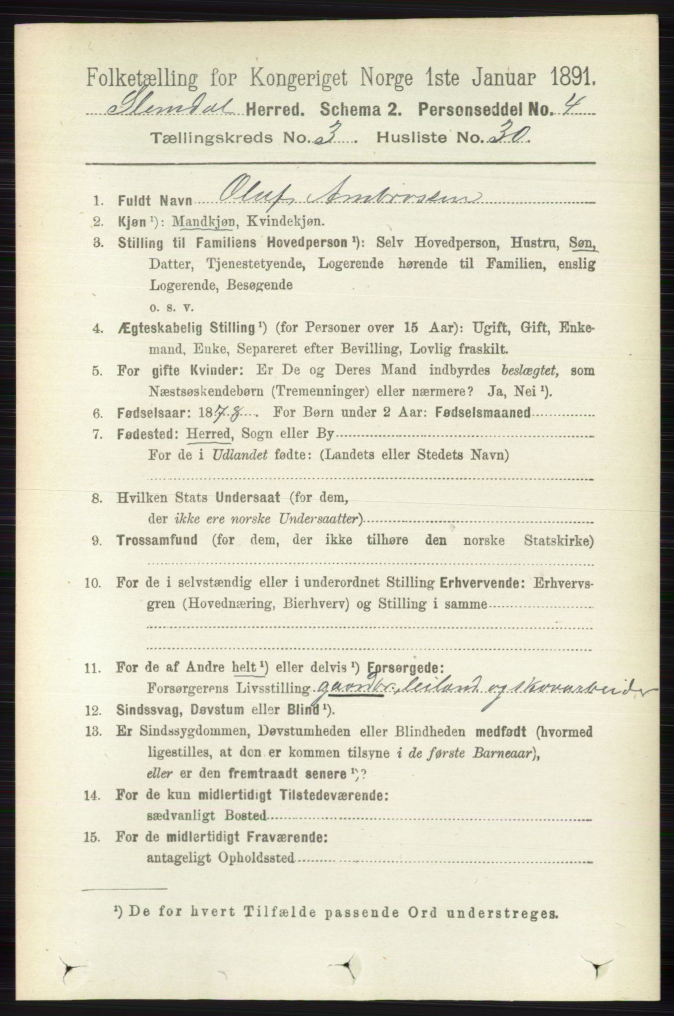 RA, 1891 census for 0811 Slemdal, 1891, p. 946