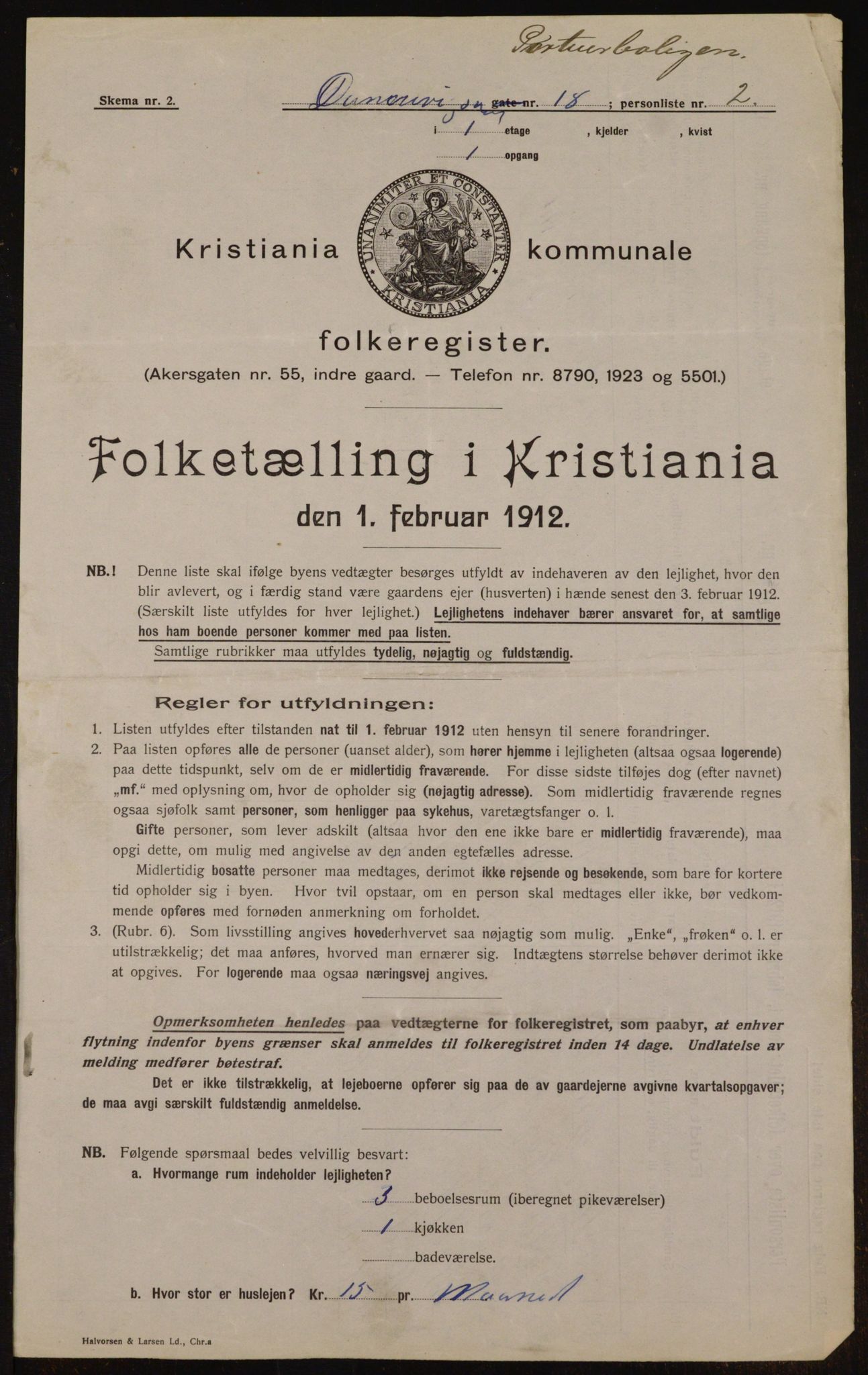 OBA, Municipal Census 1912 for Kristiania, 1912, p. 15238