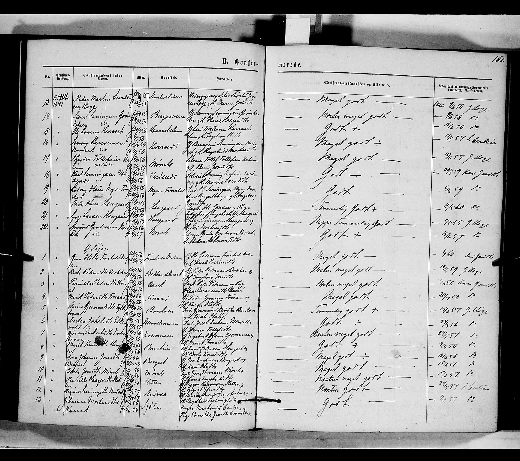 Rendalen prestekontor, AV/SAH-PREST-054/H/Ha/Haa/L0006: Parish register (official) no. 6, 1867-1877, p. 160