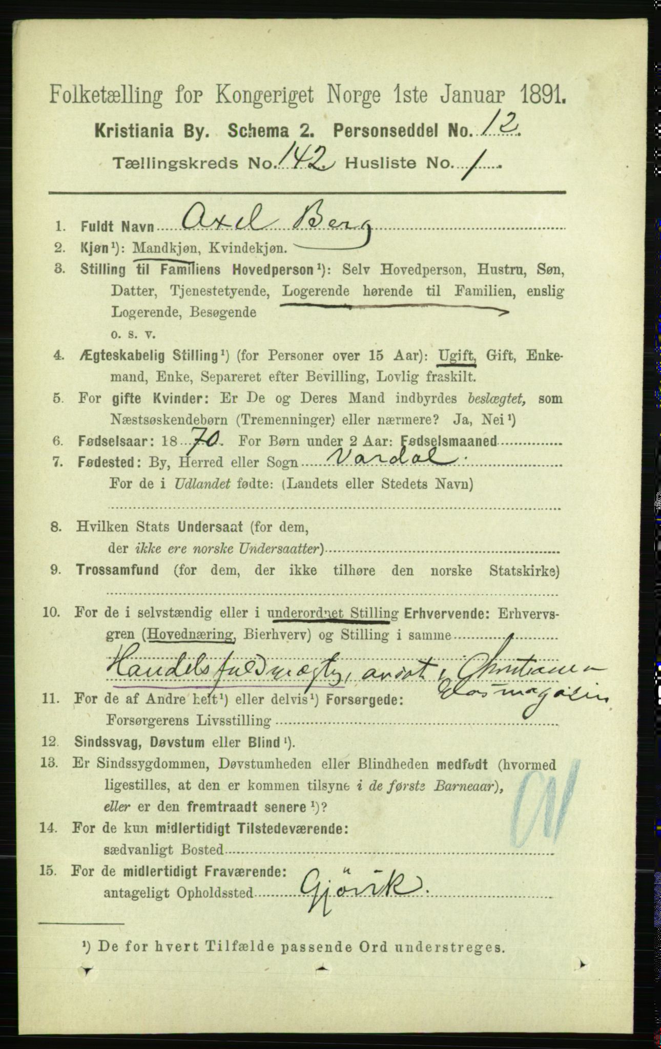 RA, 1891 census for 0301 Kristiania, 1891, p. 78355