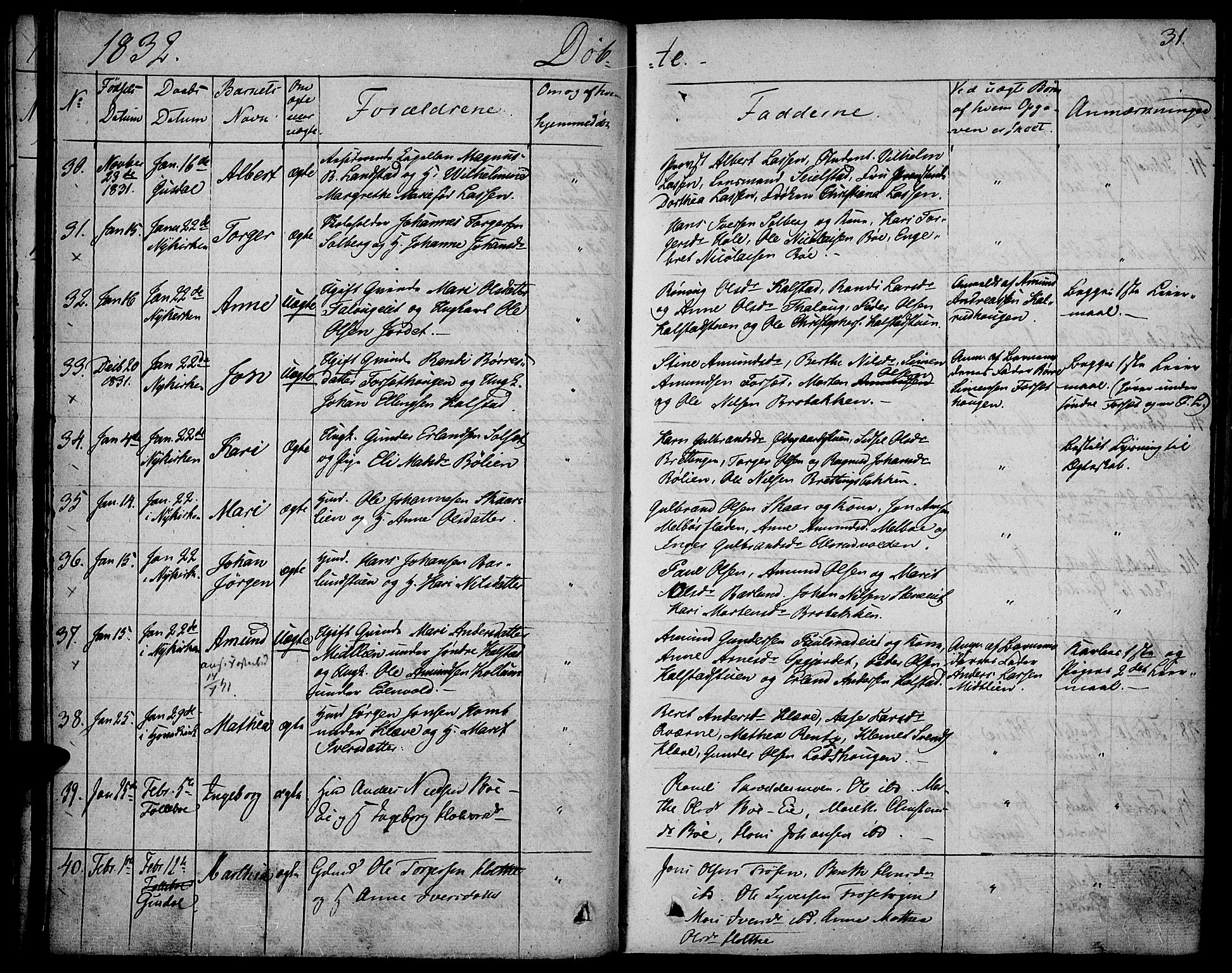 Gausdal prestekontor, SAH/PREST-090/H/Ha/Haa/L0006: Parish register (official) no. 6, 1830-1839, p. 31