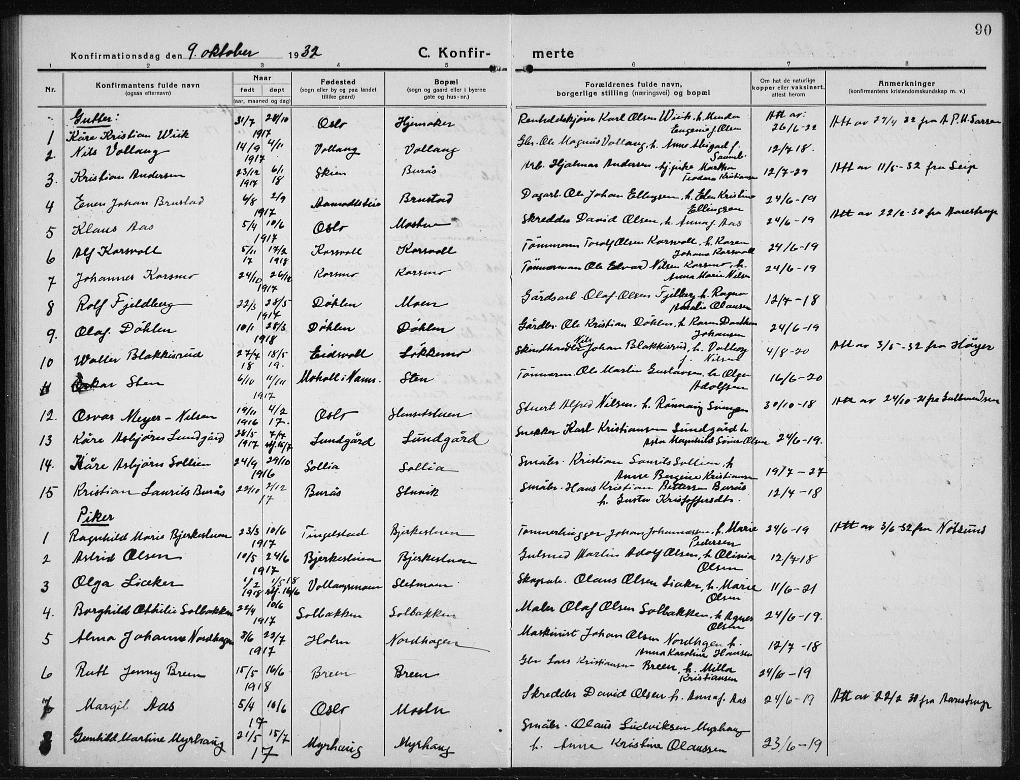 Nannestad prestekontor Kirkebøker, AV/SAO-A-10414a/G/Gc/L0002: Parish register (copy) no. III 2, 1917-1940, p. 90