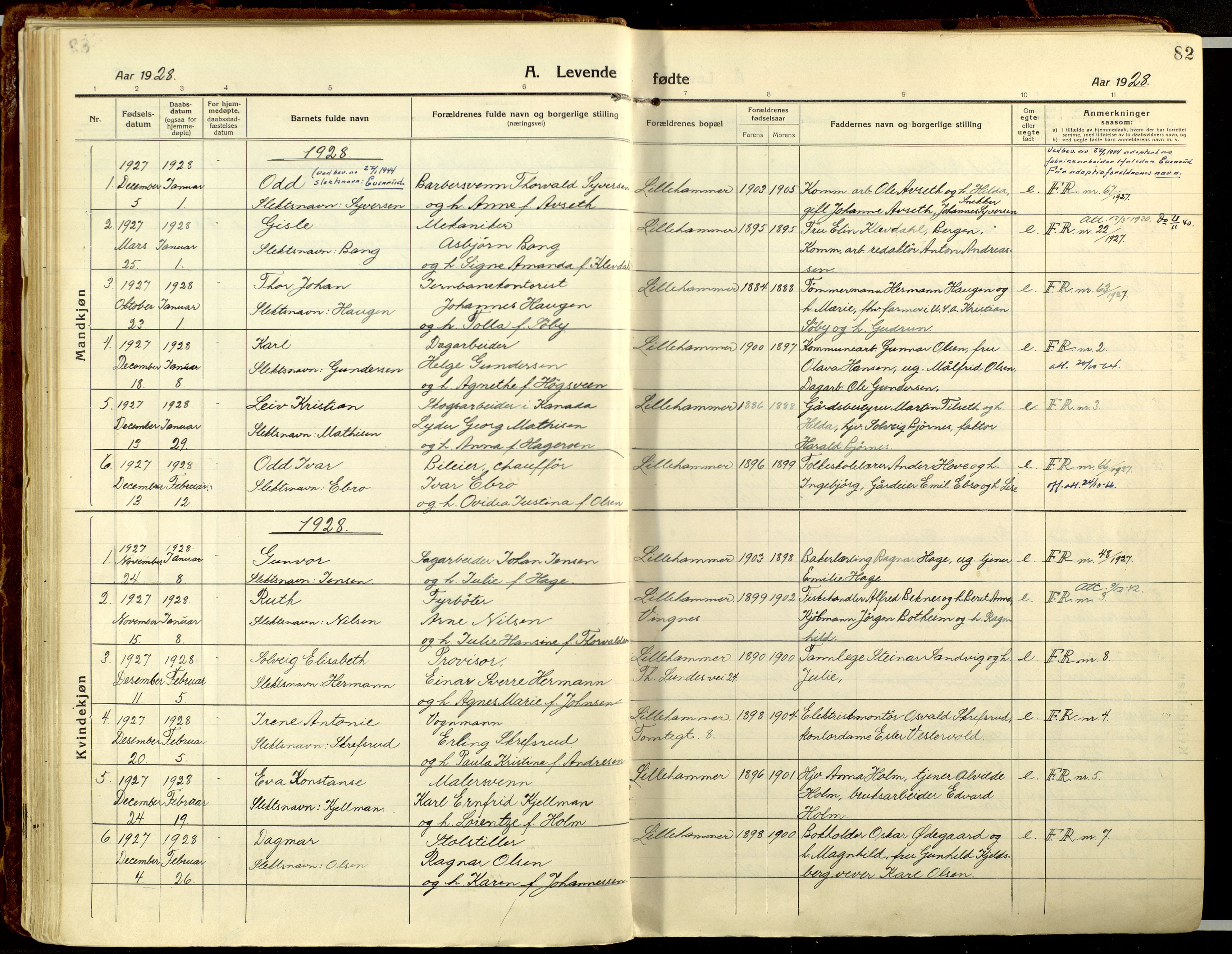 Lillehammer prestekontor, AV/SAH-PREST-088/H/Ha/Haa/L0002: Parish register (official) no. 2, 1917-1932, p. 82