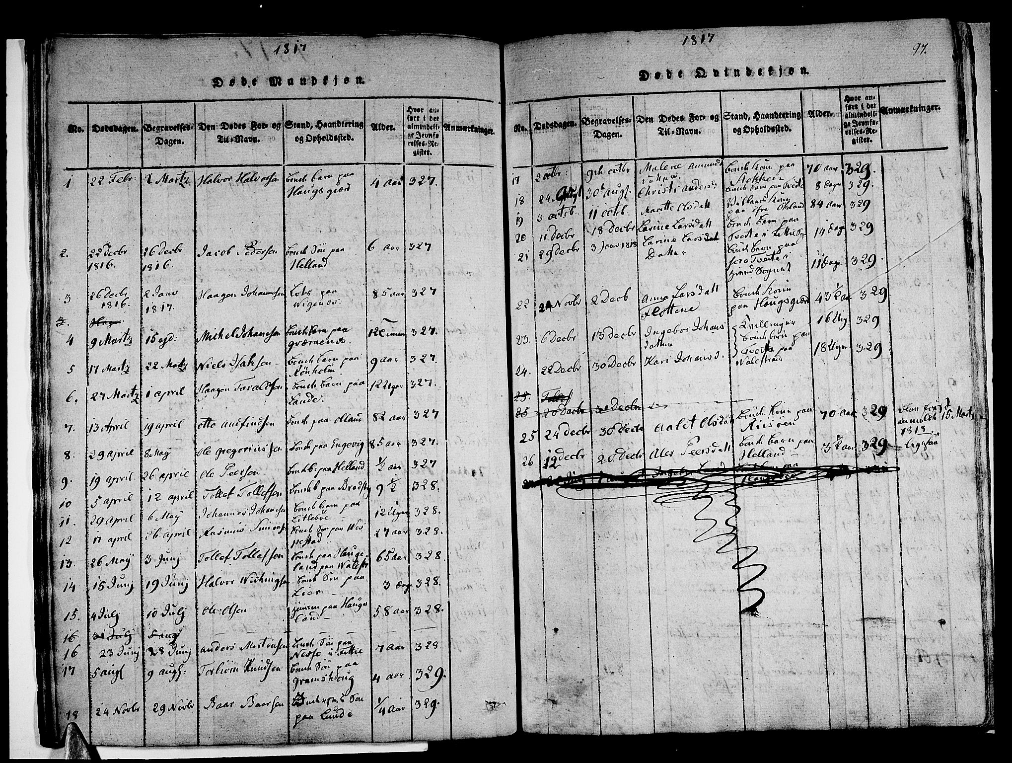 Stord sokneprestembete, AV/SAB-A-78201/H/Haa: Parish register (official) no. A 5, 1816-1825, p. 97