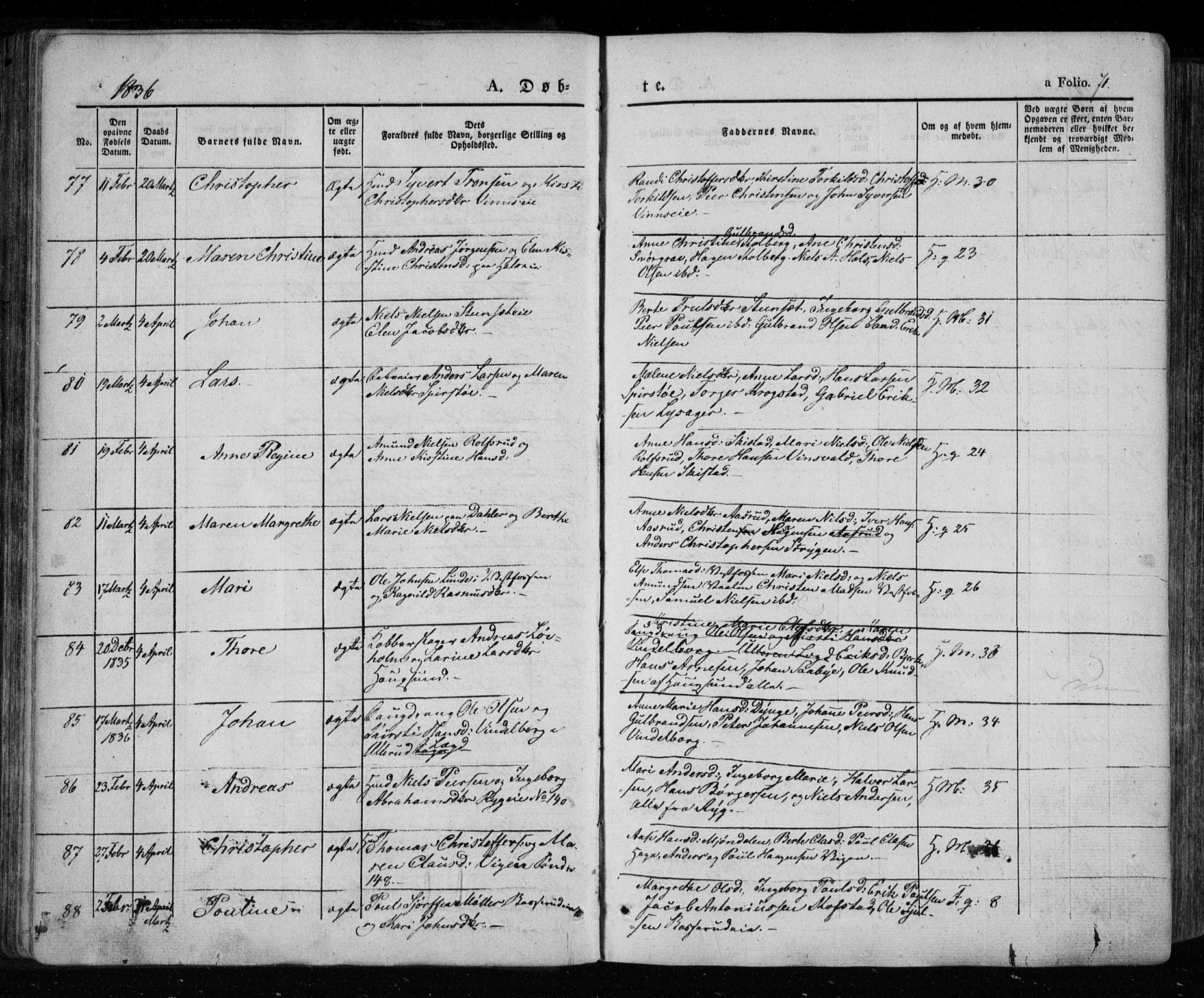 Eiker kirkebøker, SAKO/A-4/F/Fa/L0013a: Parish register (official) no. I 13A, 1832-1845, p. 71