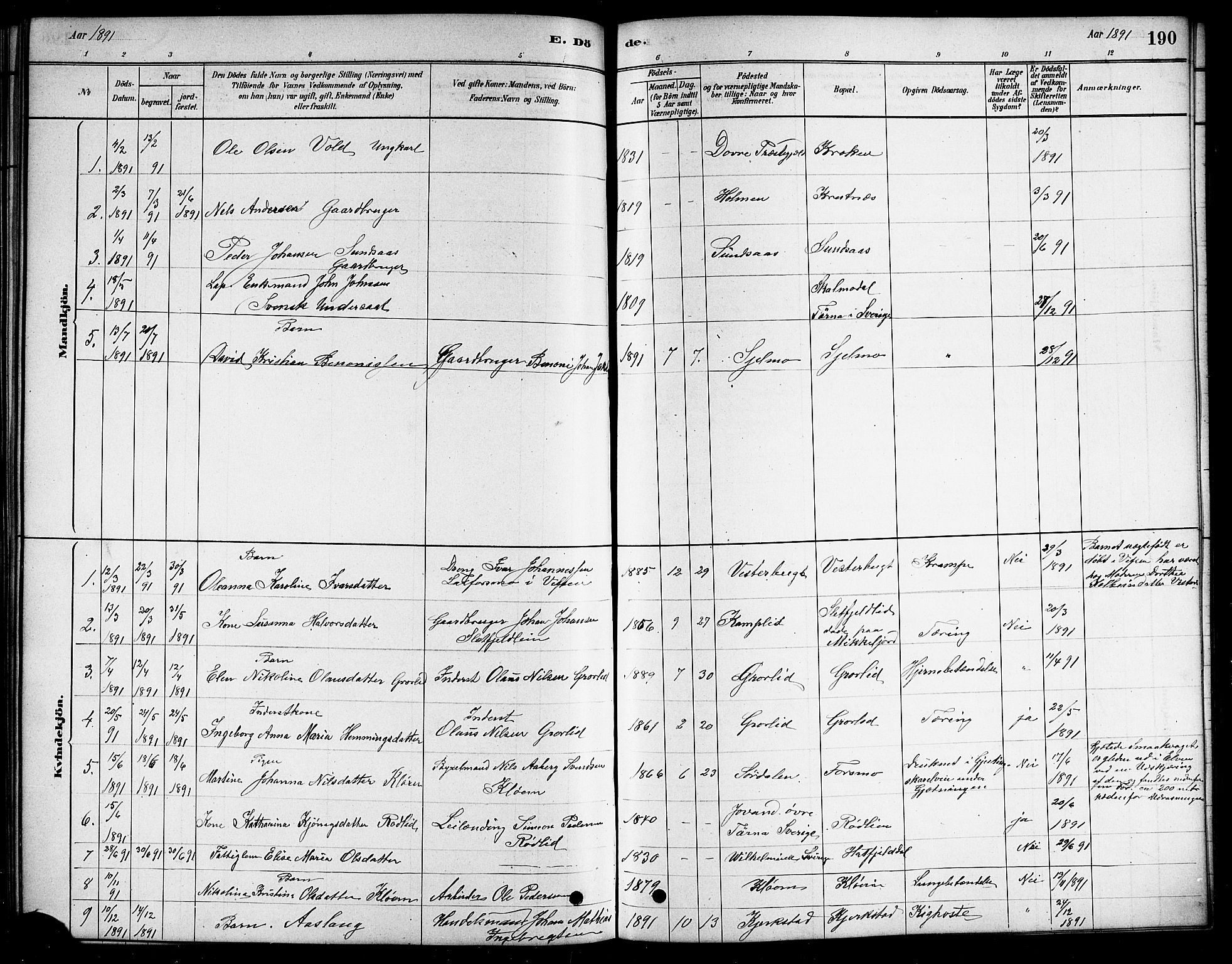Ministerialprotokoller, klokkerbøker og fødselsregistre - Nordland, SAT/A-1459/823/L0330: Parish register (copy) no. 823C02, 1879-1916, p. 190