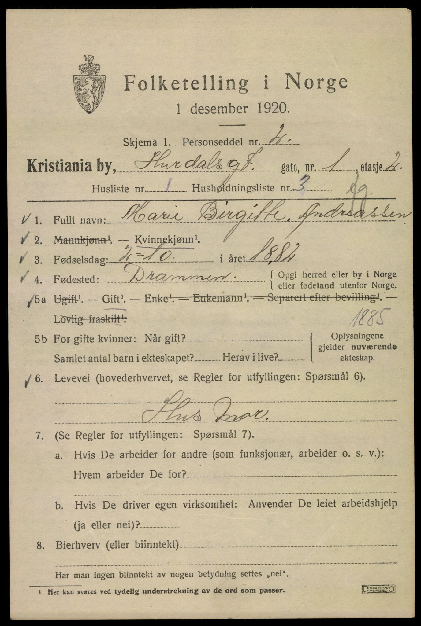 SAO, 1920 census for Kristiania, 1920, p. 301801