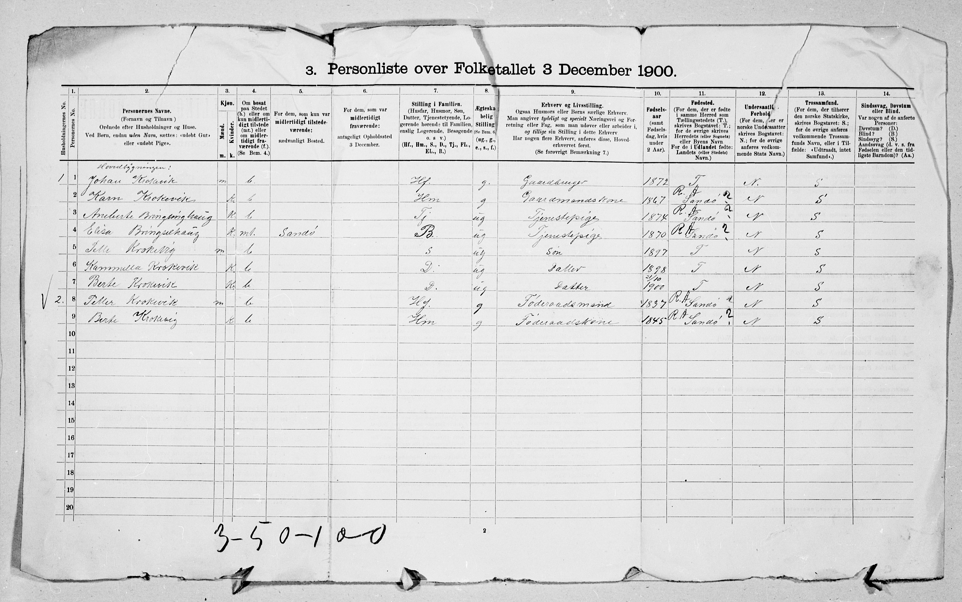 SAT, 1900 census for Vanylven, 1900, p. 35