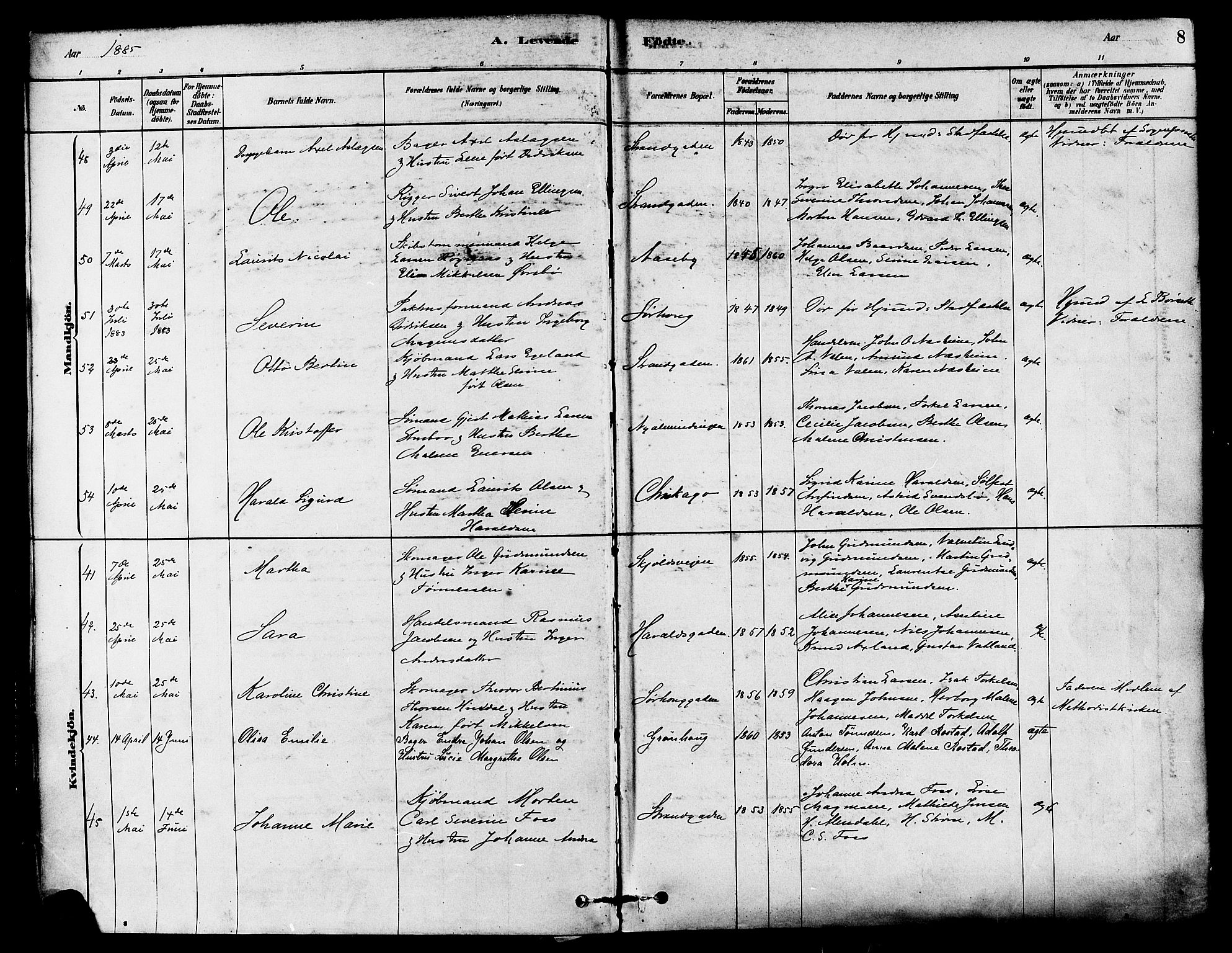 Haugesund sokneprestkontor, AV/SAST-A -101863/H/Ha/Haa/L0003: Parish register (official) no. A 3, 1885-1890, p. 8