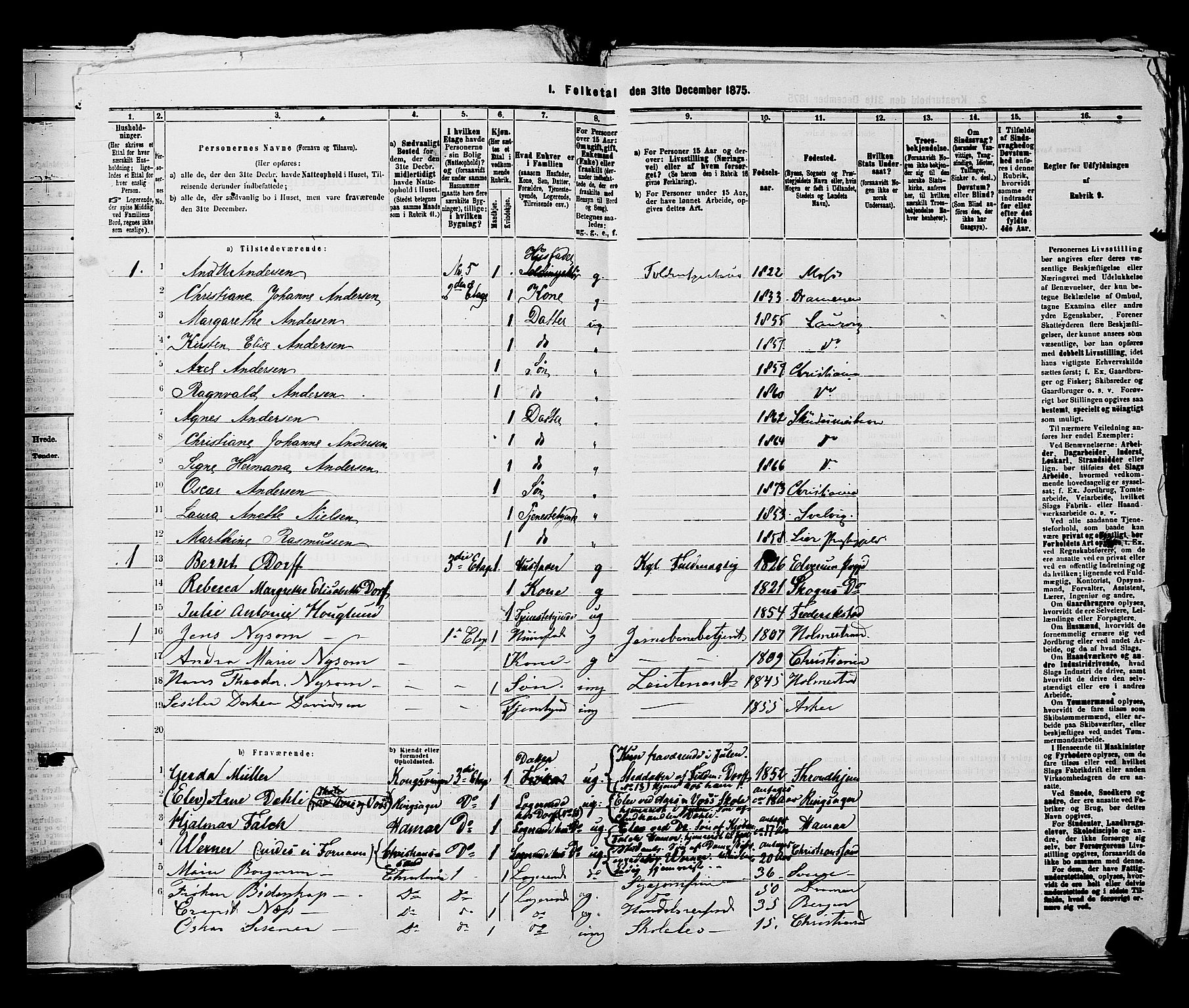 RA, 1875 census for 0301 Kristiania, 1875, p. 4243