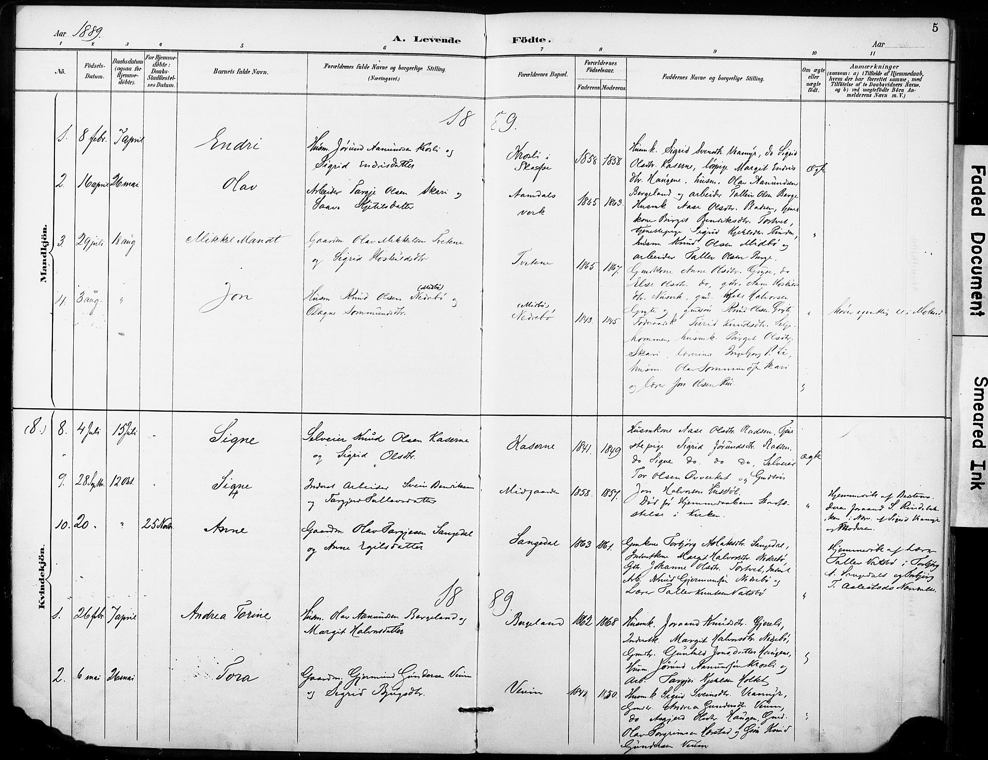 Fyresdal kirkebøker, SAKO/A-263/F/Fb/L0003: Parish register (official) no. II 3, 1887-1903, p. 5