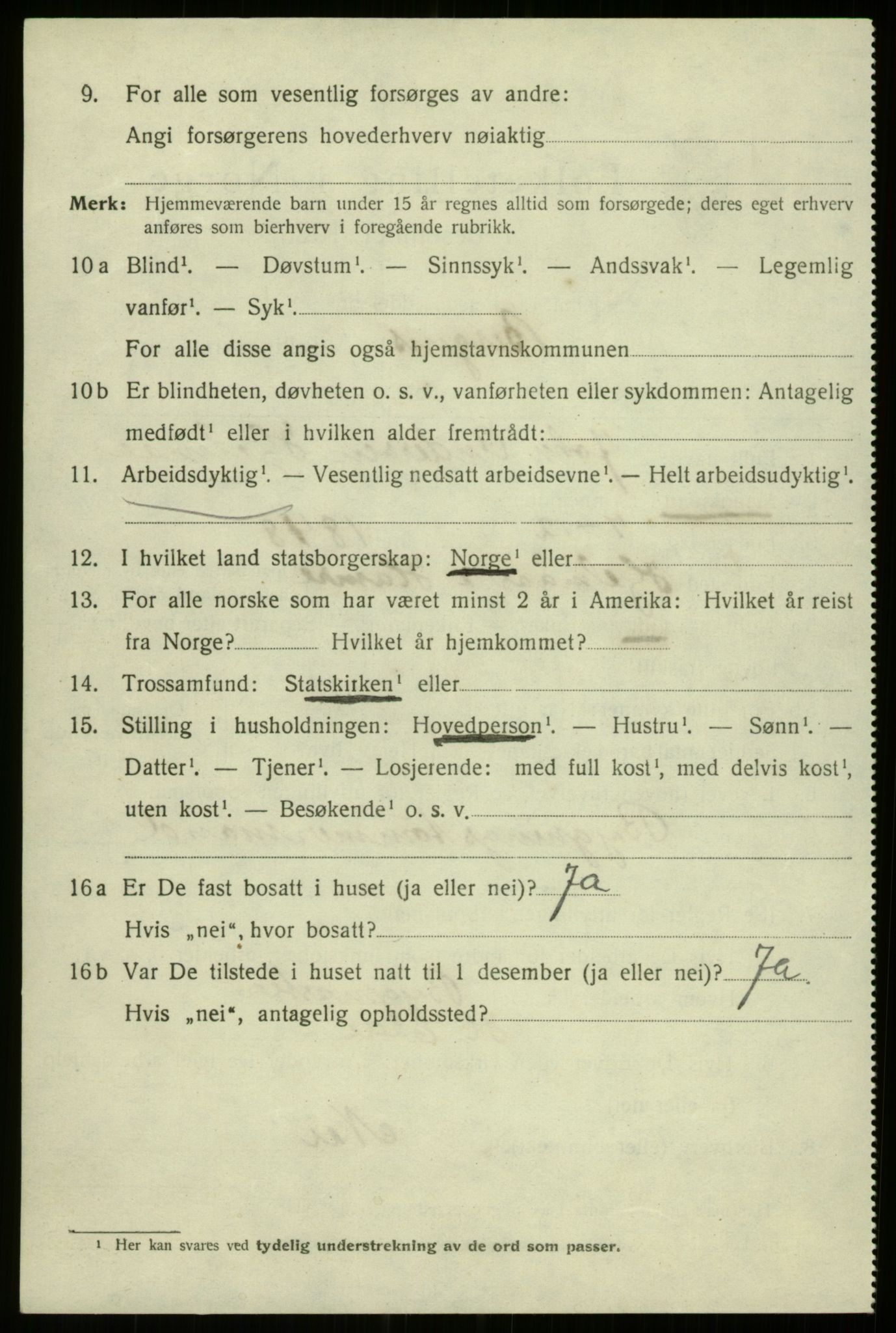 SAB, 1920 census for Bergen, 1920, p. 206397