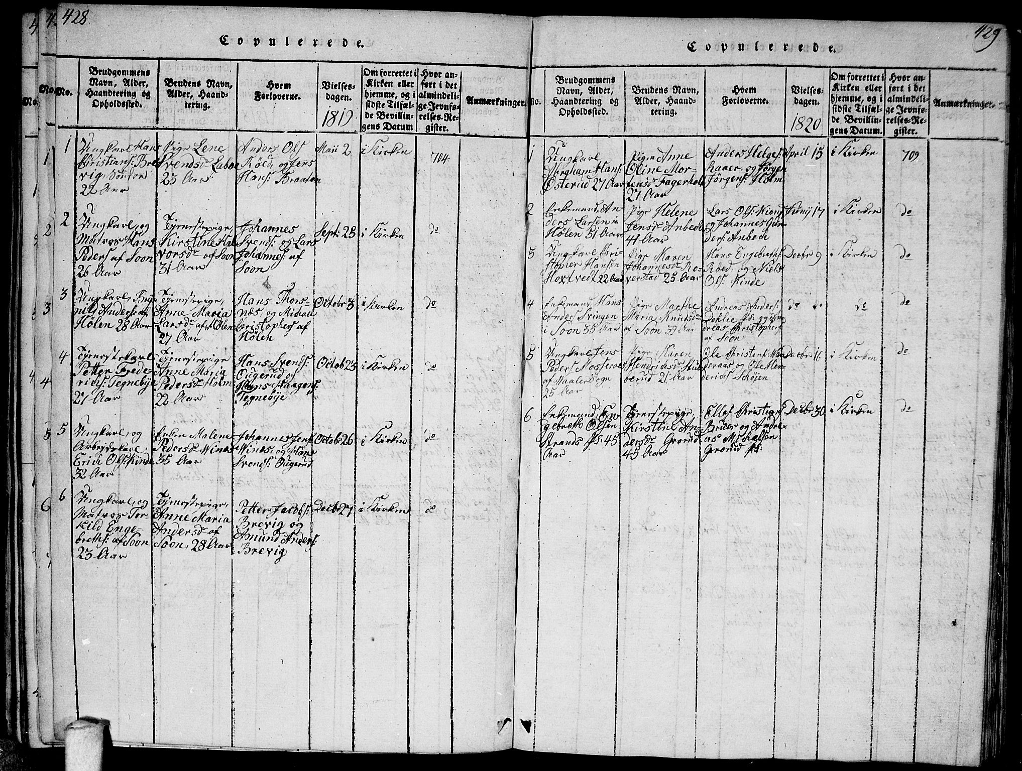 Vestby prestekontor Kirkebøker, AV/SAO-A-10893/F/Fa/L0005: Parish register (official) no. I 5, 1814-1827, p. 428-429