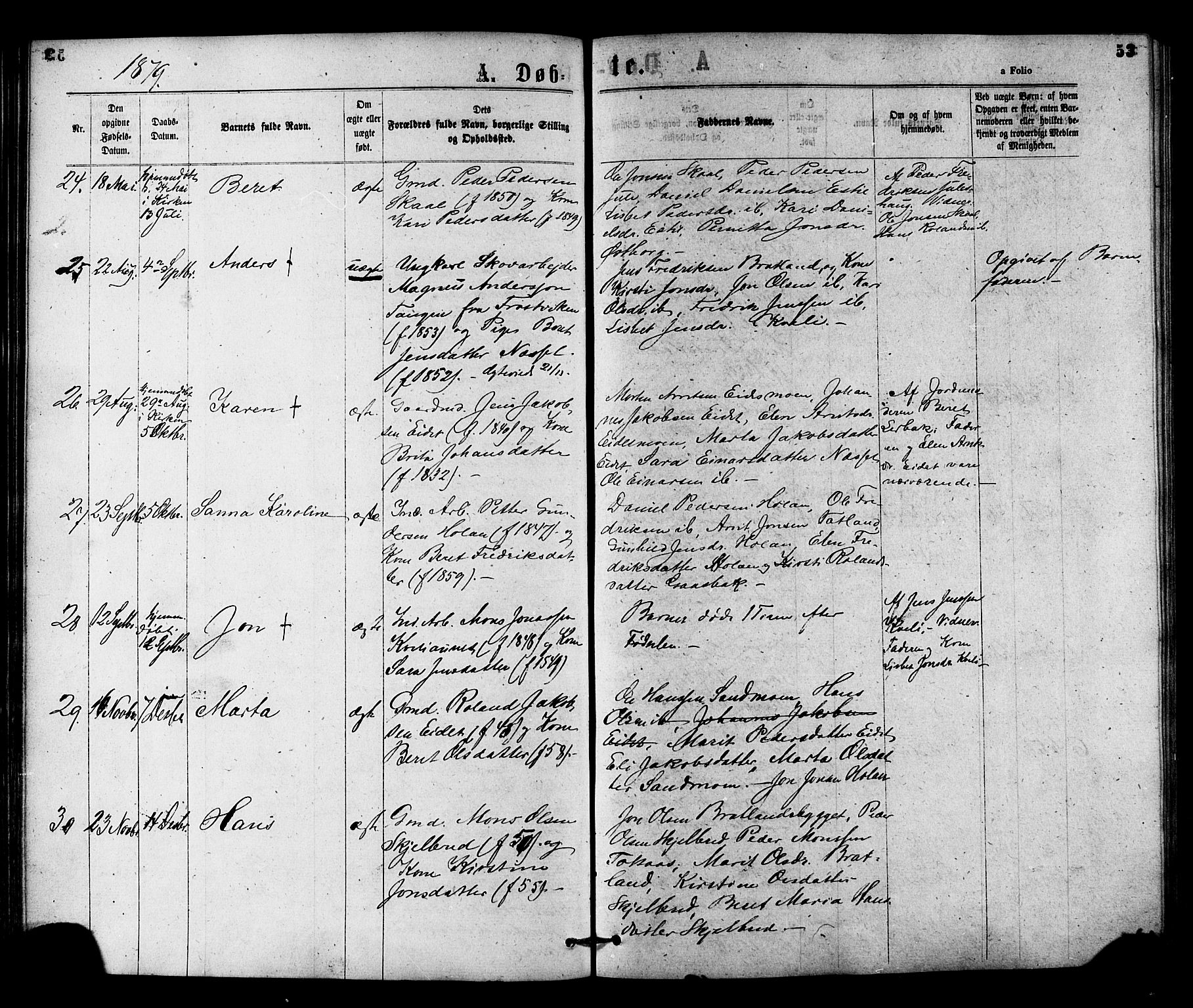 Ministerialprotokoller, klokkerbøker og fødselsregistre - Nord-Trøndelag, SAT/A-1458/755/L0493: Parish register (official) no. 755A02, 1865-1881, p. 53
