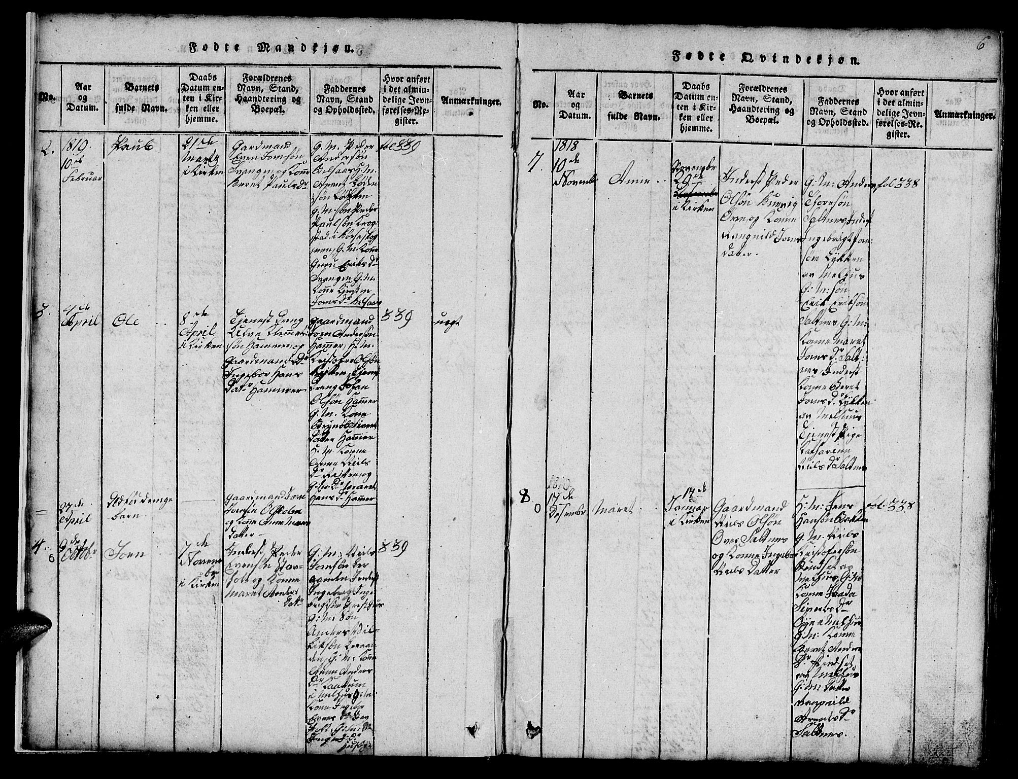 Ministerialprotokoller, klokkerbøker og fødselsregistre - Sør-Trøndelag, SAT/A-1456/666/L0788: Parish register (copy) no. 666C01, 1816-1847, p. 6