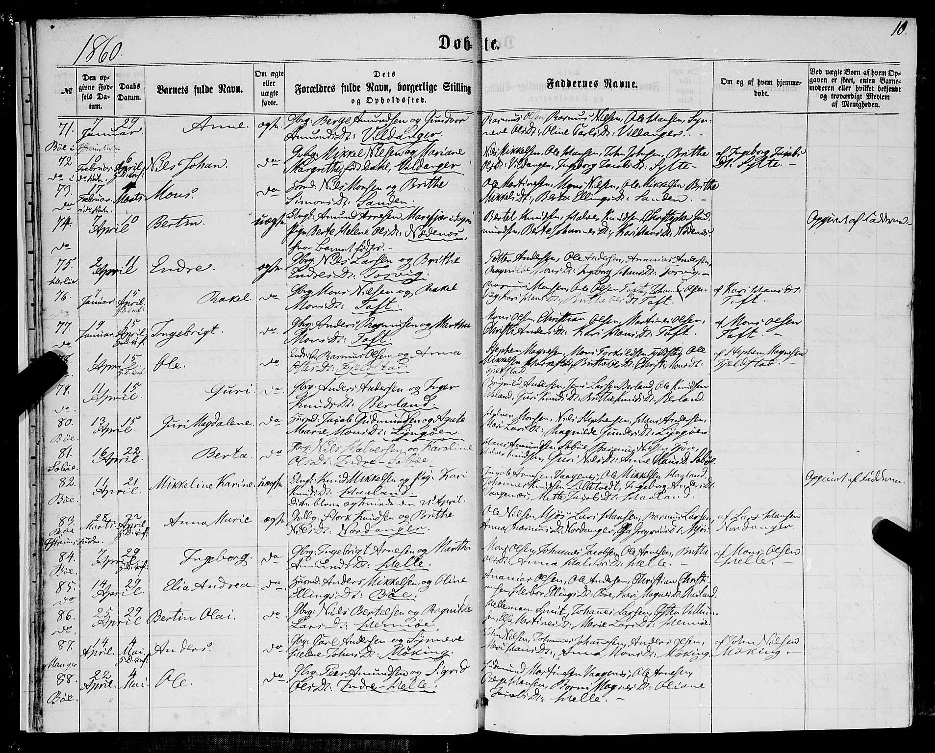 Manger sokneprestembete, AV/SAB-A-76801/H/Haa: Parish register (official) no. A 7, 1860-1870, p. 10