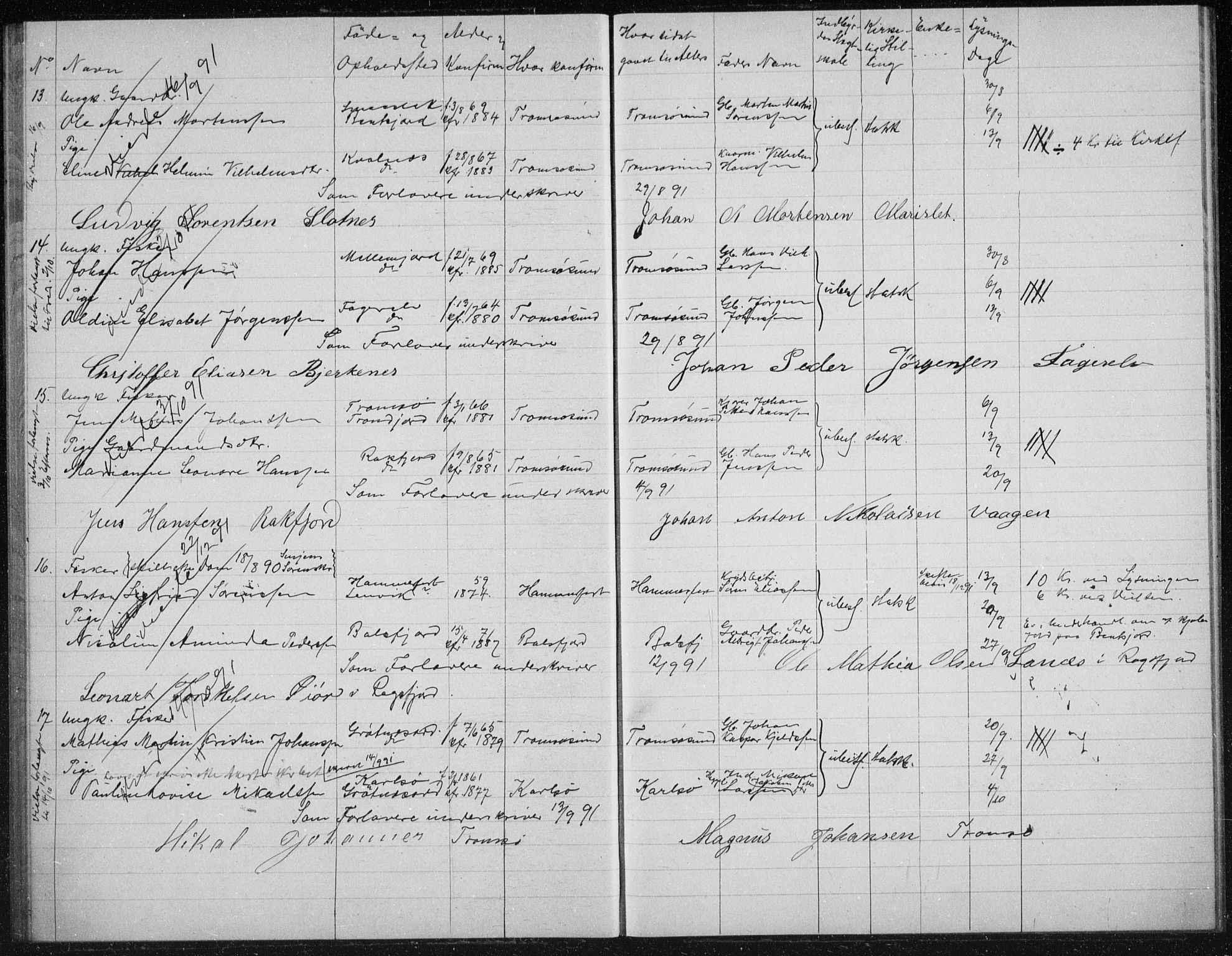 Tromsøysund sokneprestkontor, AV/SATØ-S-1304/H/Hc/L0057: Banns register no. 57, 1887-1894