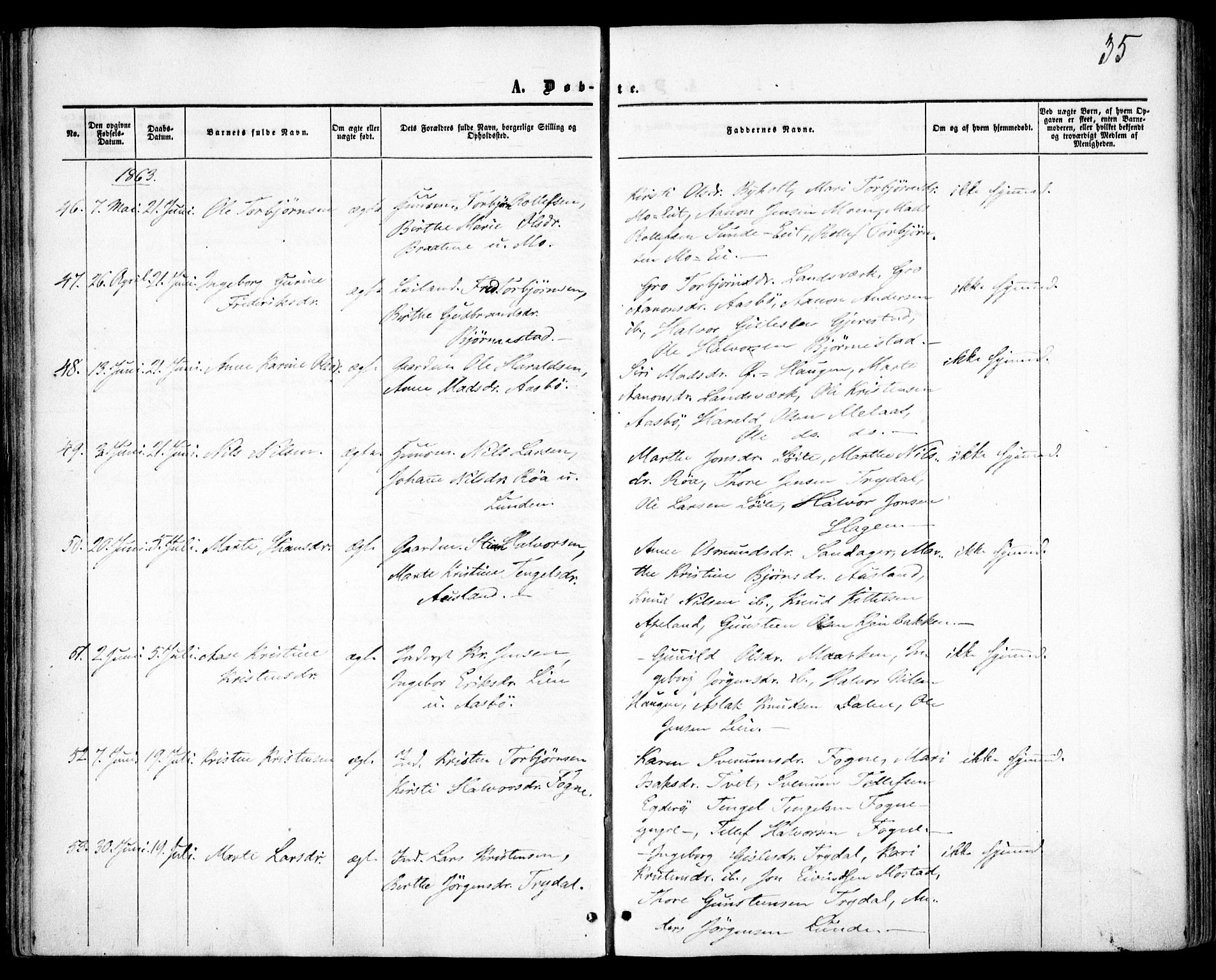 Gjerstad sokneprestkontor, SAK/1111-0014/F/Fa/Faa/L0007: Parish register (official) no. A 7, 1858-1875, p. 35