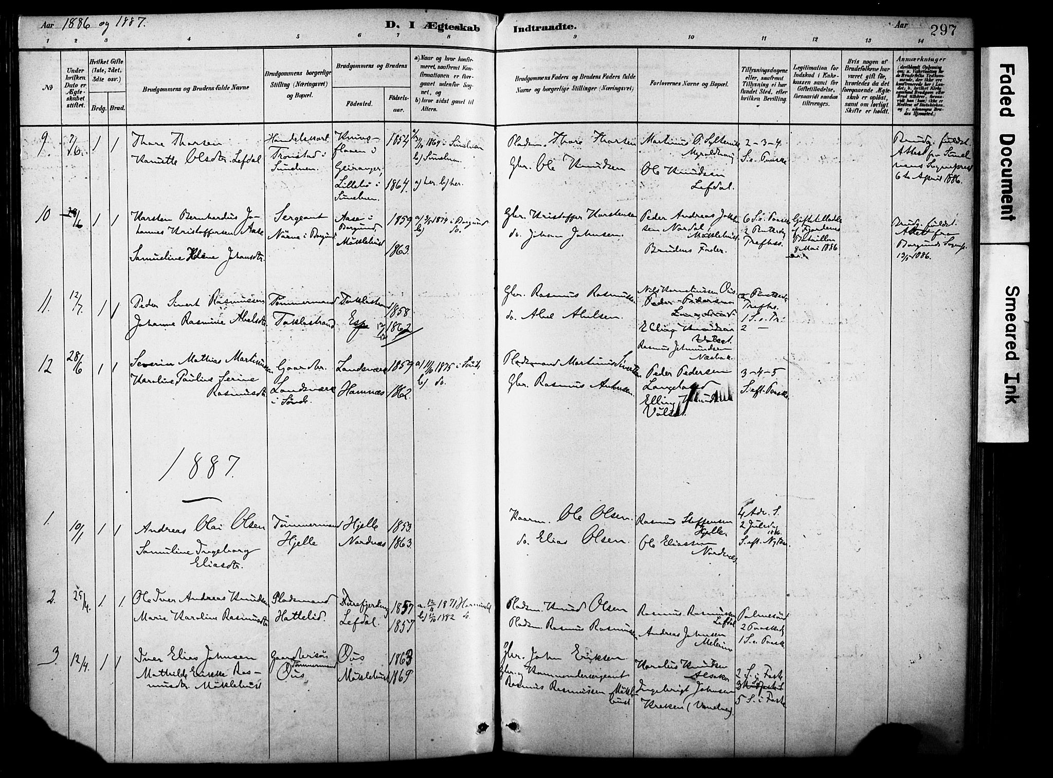 Eid sokneprestembete, AV/SAB-A-82301/H/Haa/Haab/L0001: Parish register (official) no. B 1, 1879-1906, p. 297