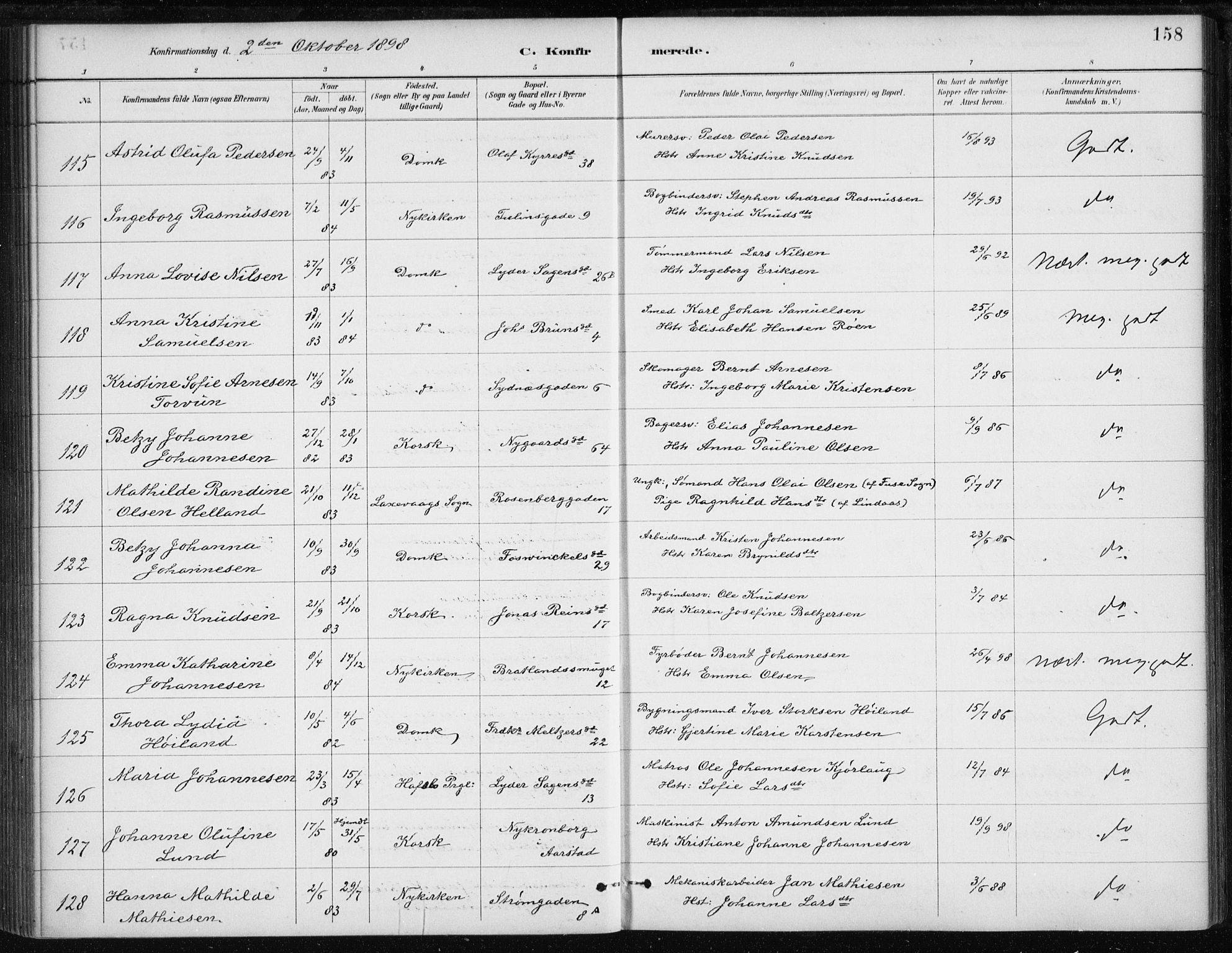 Johanneskirken sokneprestembete, AV/SAB-A-76001/H/Haa/L0008: Parish register (official) no. C 1, 1885-1907, p. 158