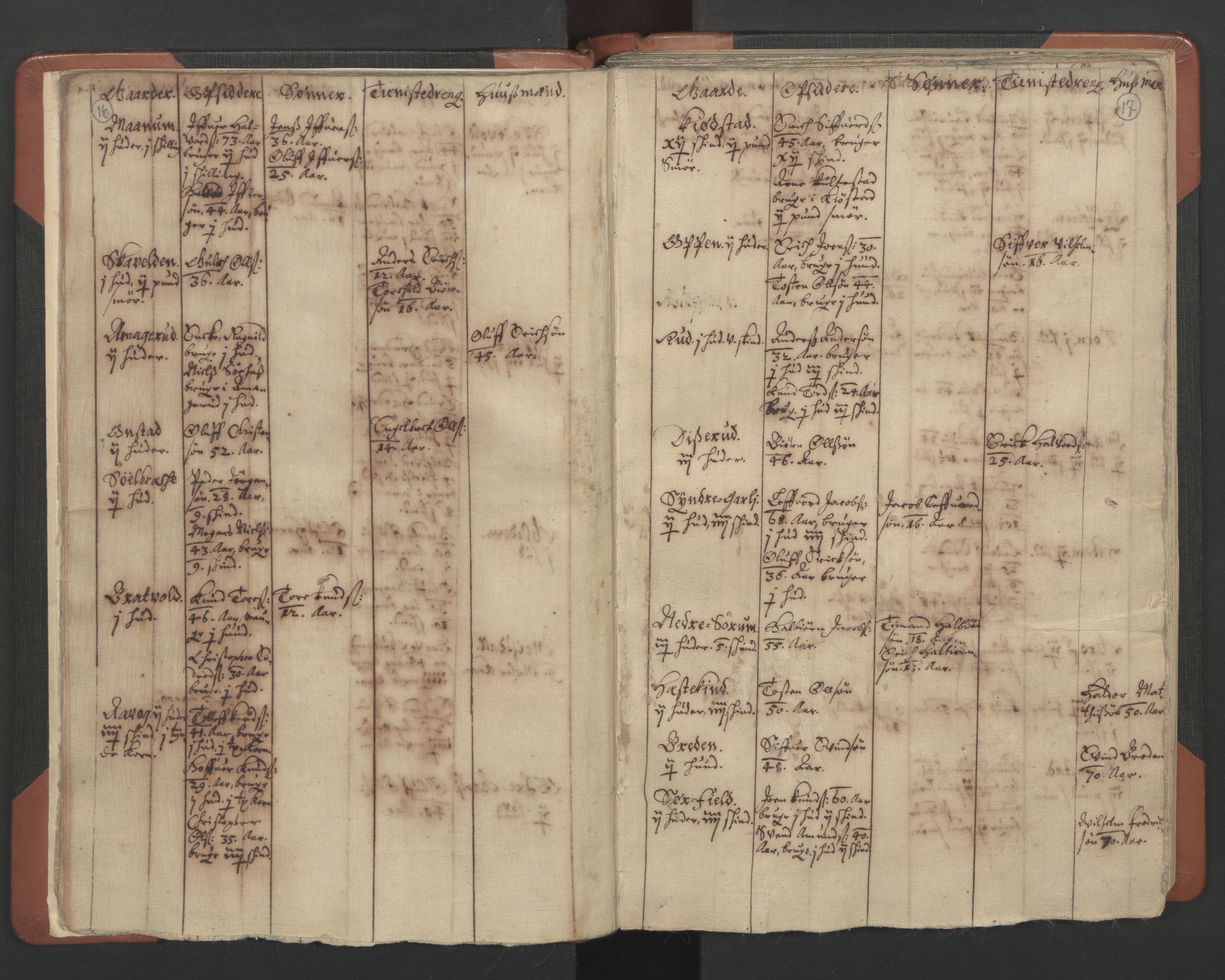 RA, Vicar's Census 1664-1666, no. 8: Valdres deanery, 1664-1666, p. 16-17