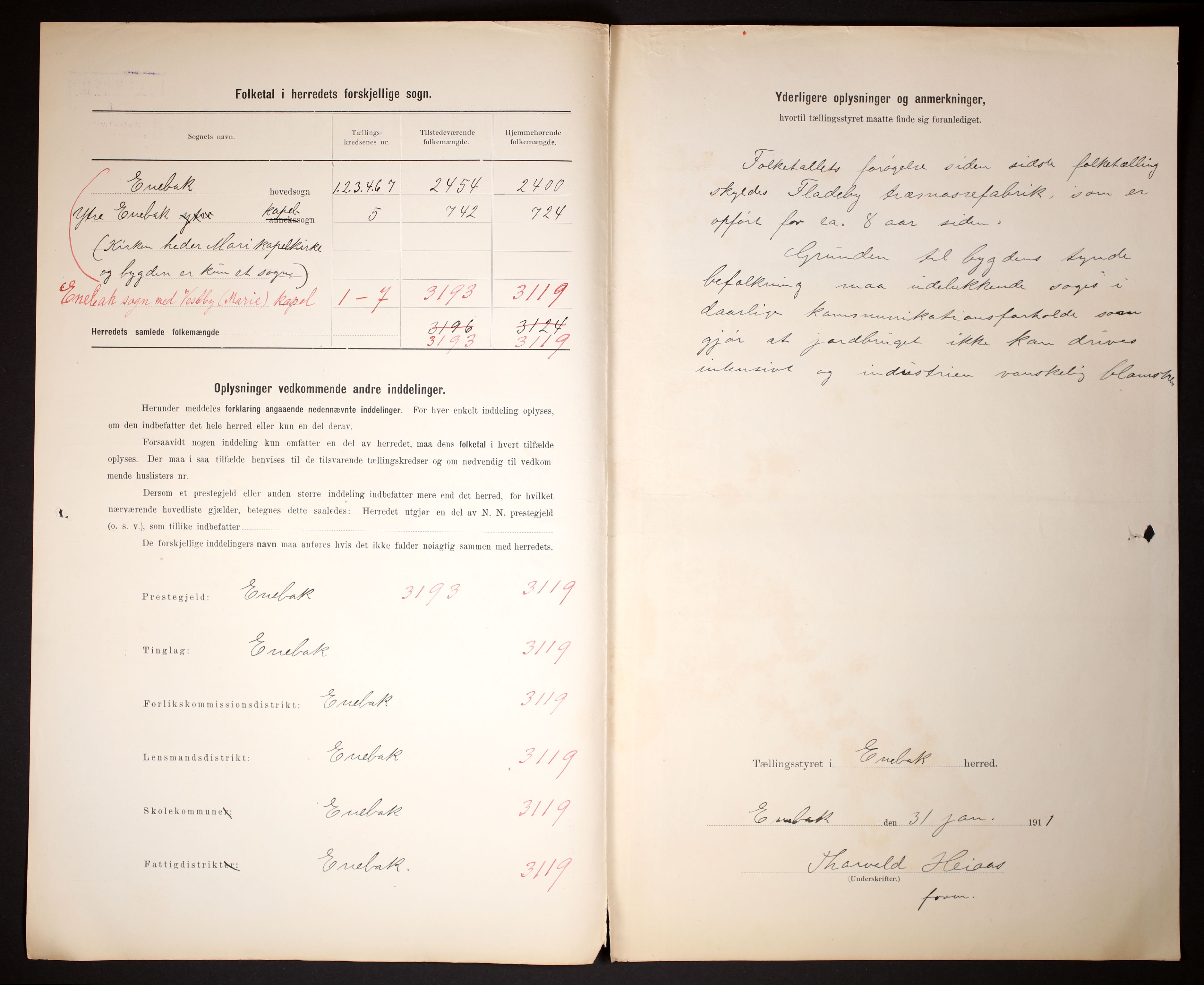 RA, 1910 census for Enebakk, 1910, p. 3