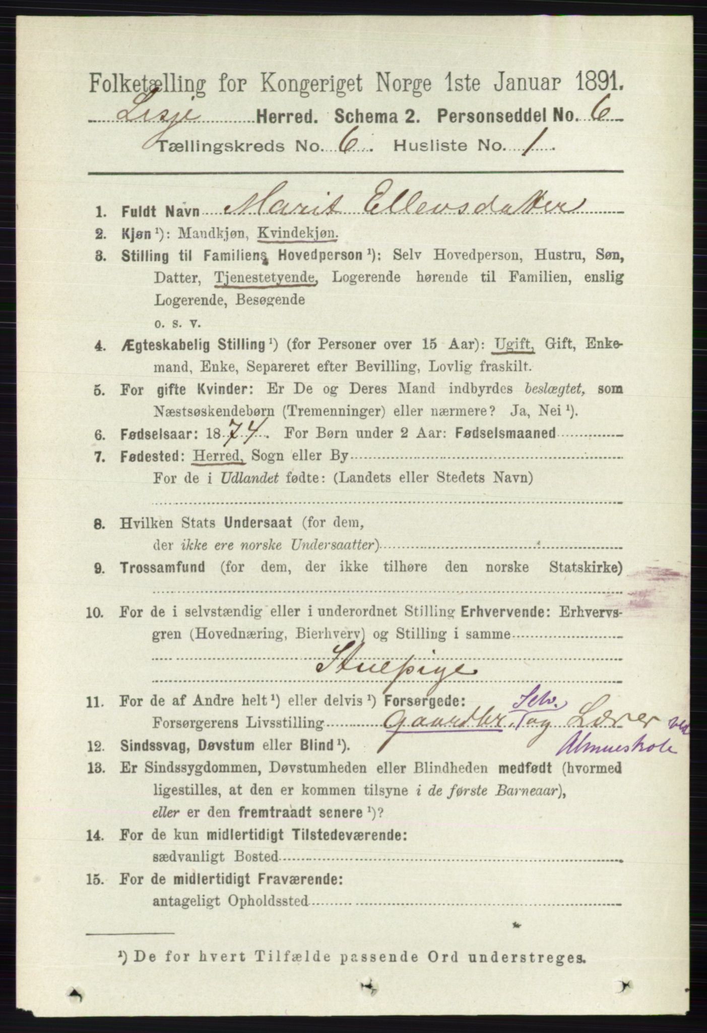 RA, 1891 census for 0512 Lesja, 1891, p. 2148