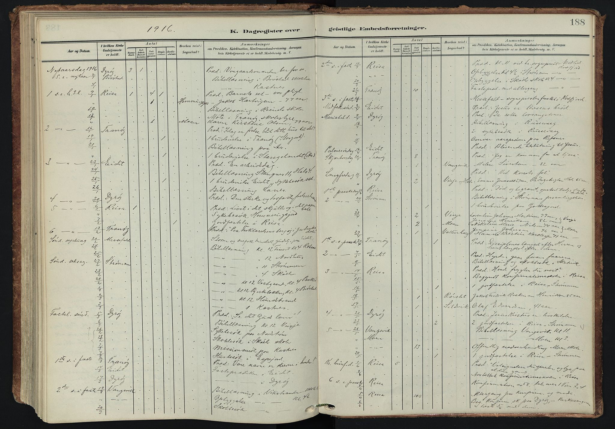 Tranøy sokneprestkontor, AV/SATØ-S-1313/I/Ia/Iaa/L0014kirke: Parish register (official) no. 14, 1905-1919, p. 188